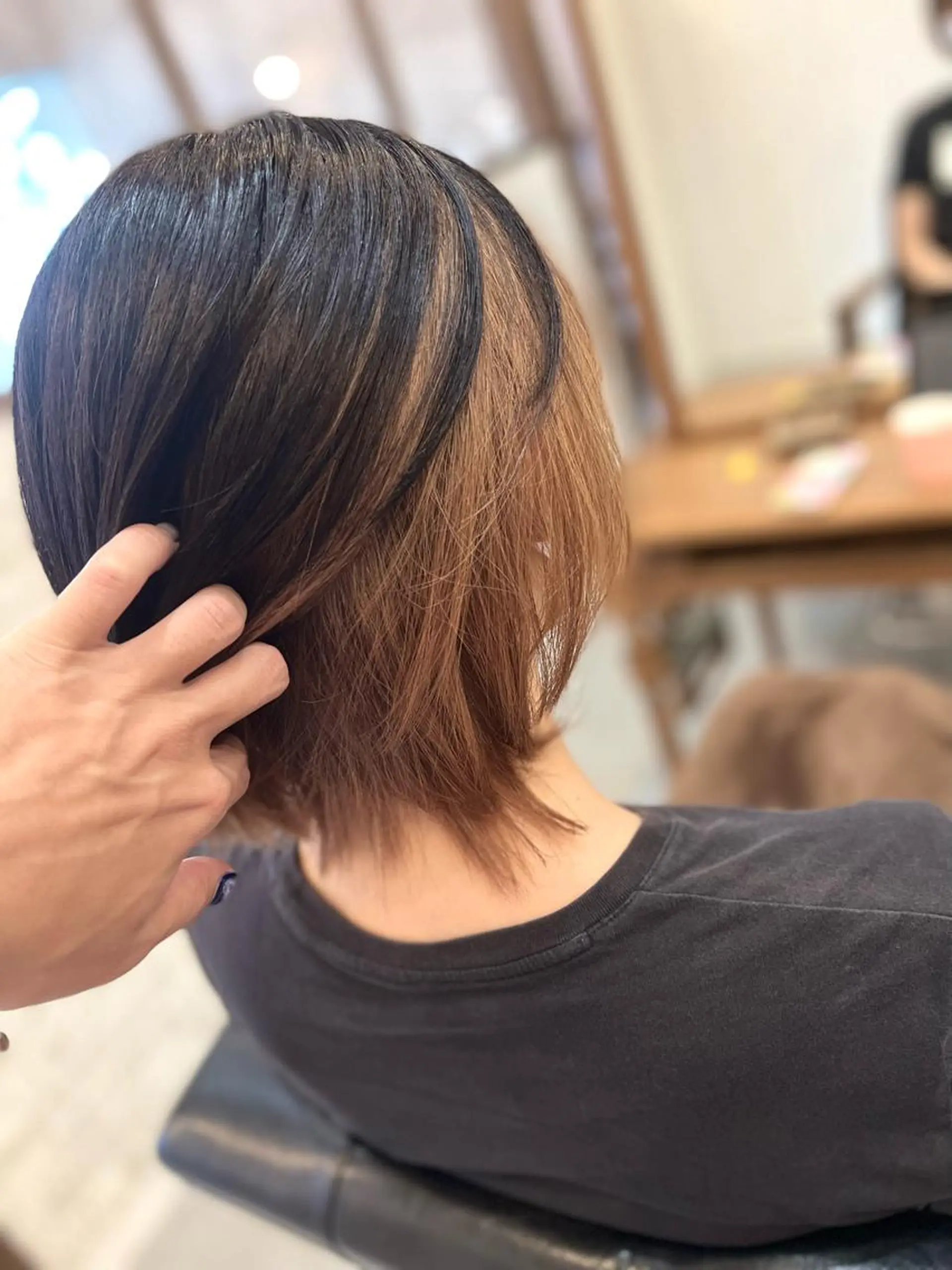 ミディアム カラー ベージュカラー オレンジ オレンジベージュ ヘアカラー Style Tのヘアスタイル