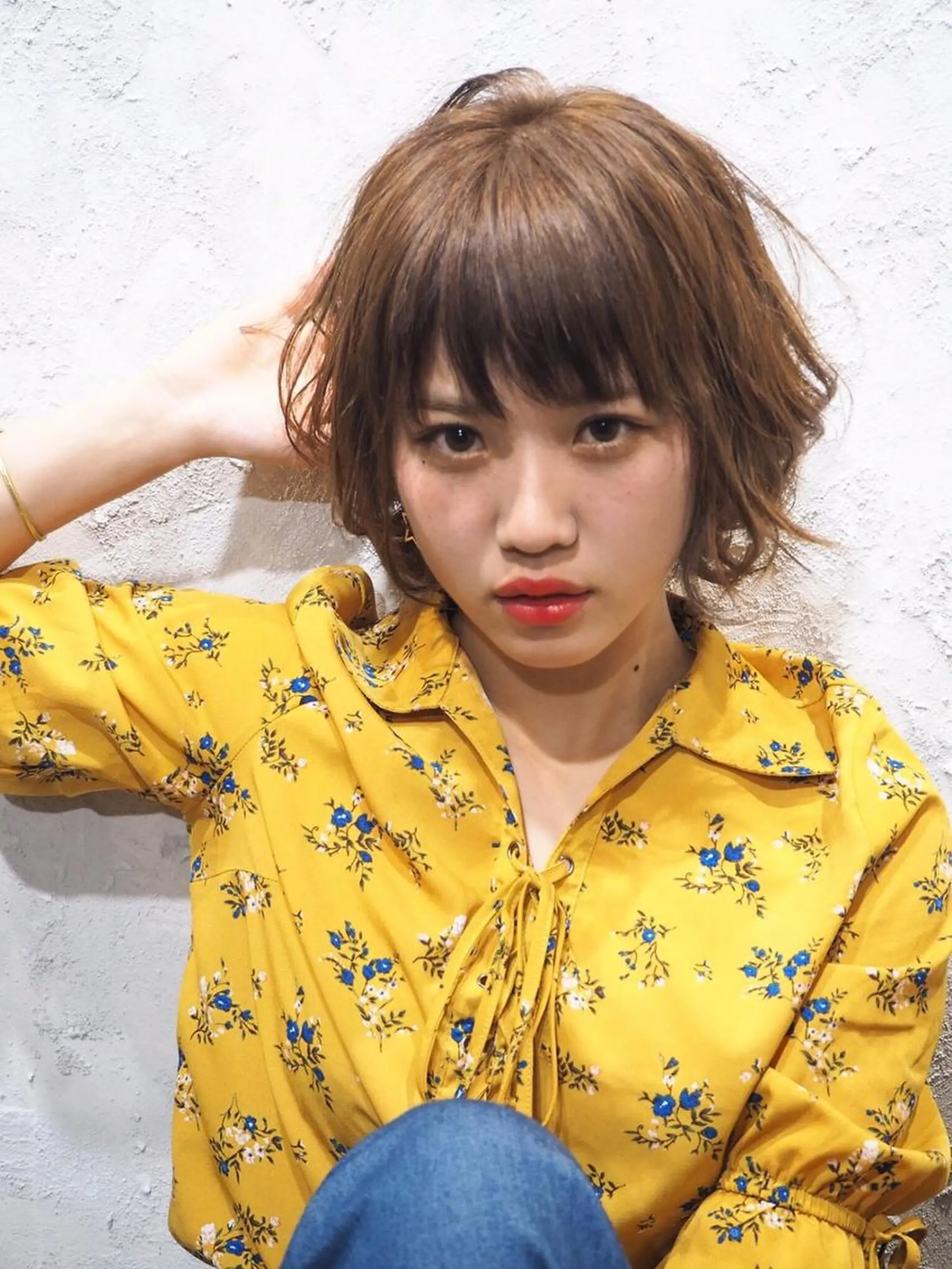 ミディアム ヘアカラー 別所 彩香のヘアスタイル
