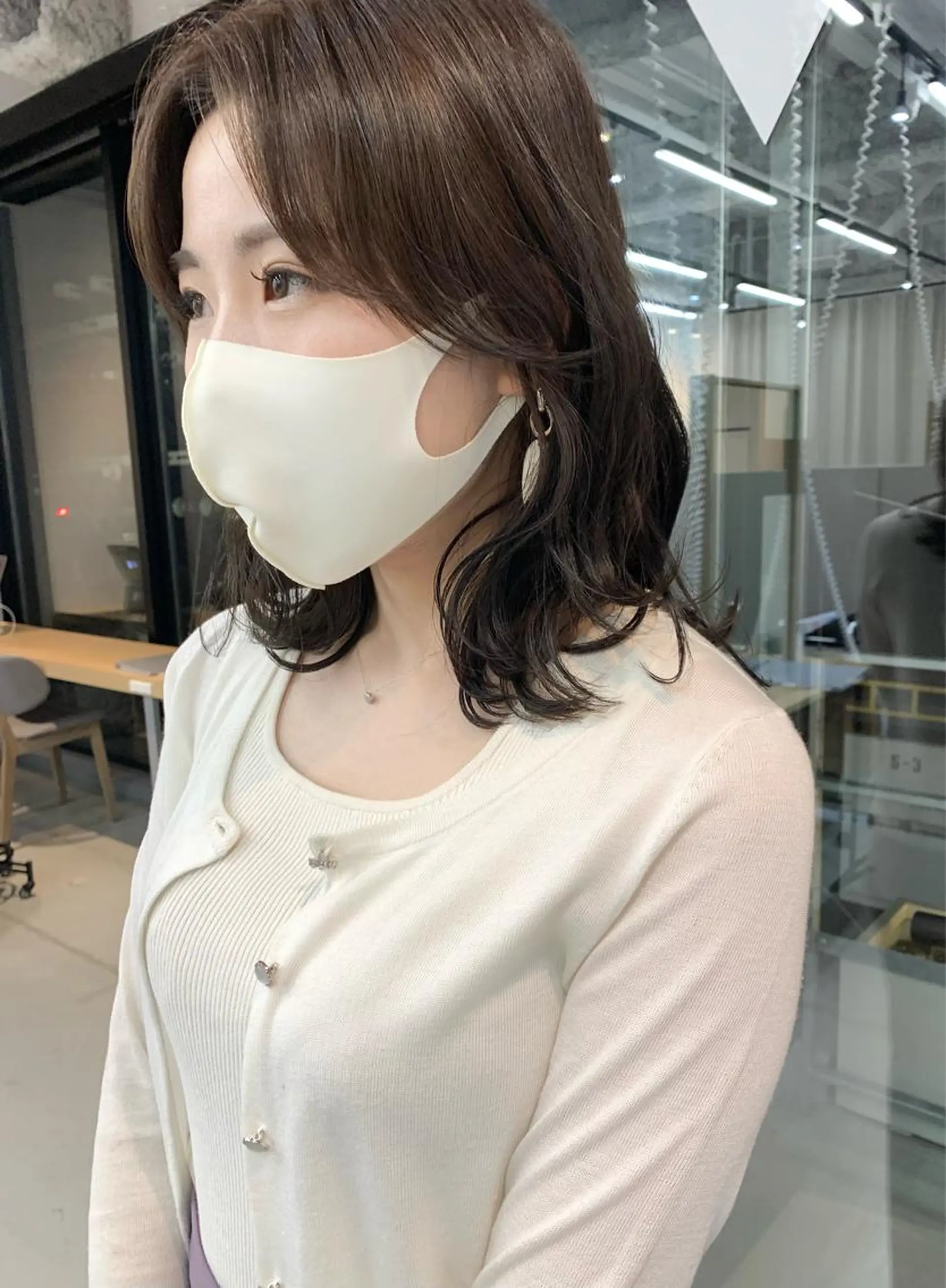 ミディアム カラー くびれヘア 韓国風ヘア カット 樫原裕二 /副店長のヘアスタイル