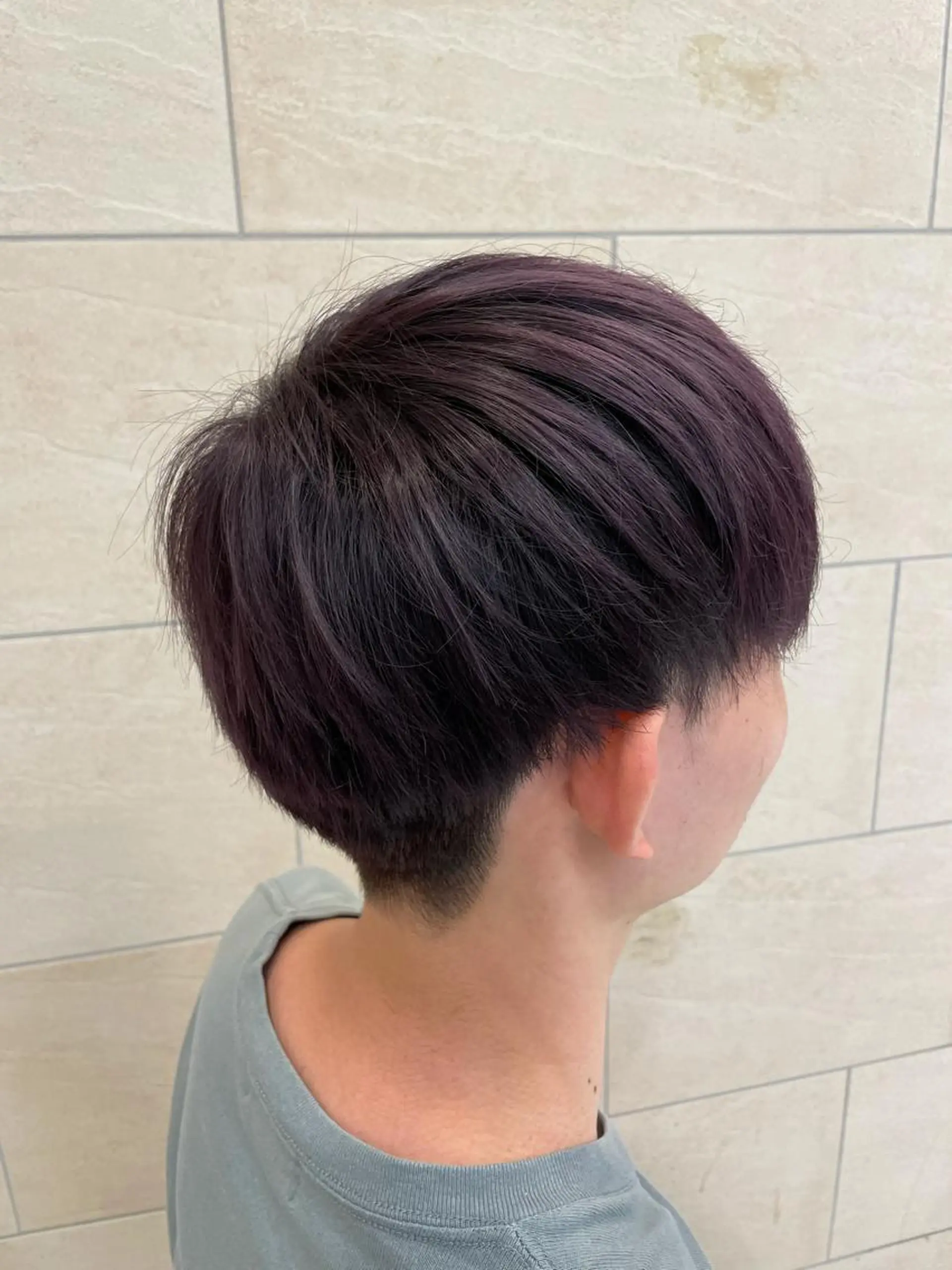 ショート カラー 黒髪 バイオレットカラー ボブ/ショート/ パーマ/shinのヘアスタイル