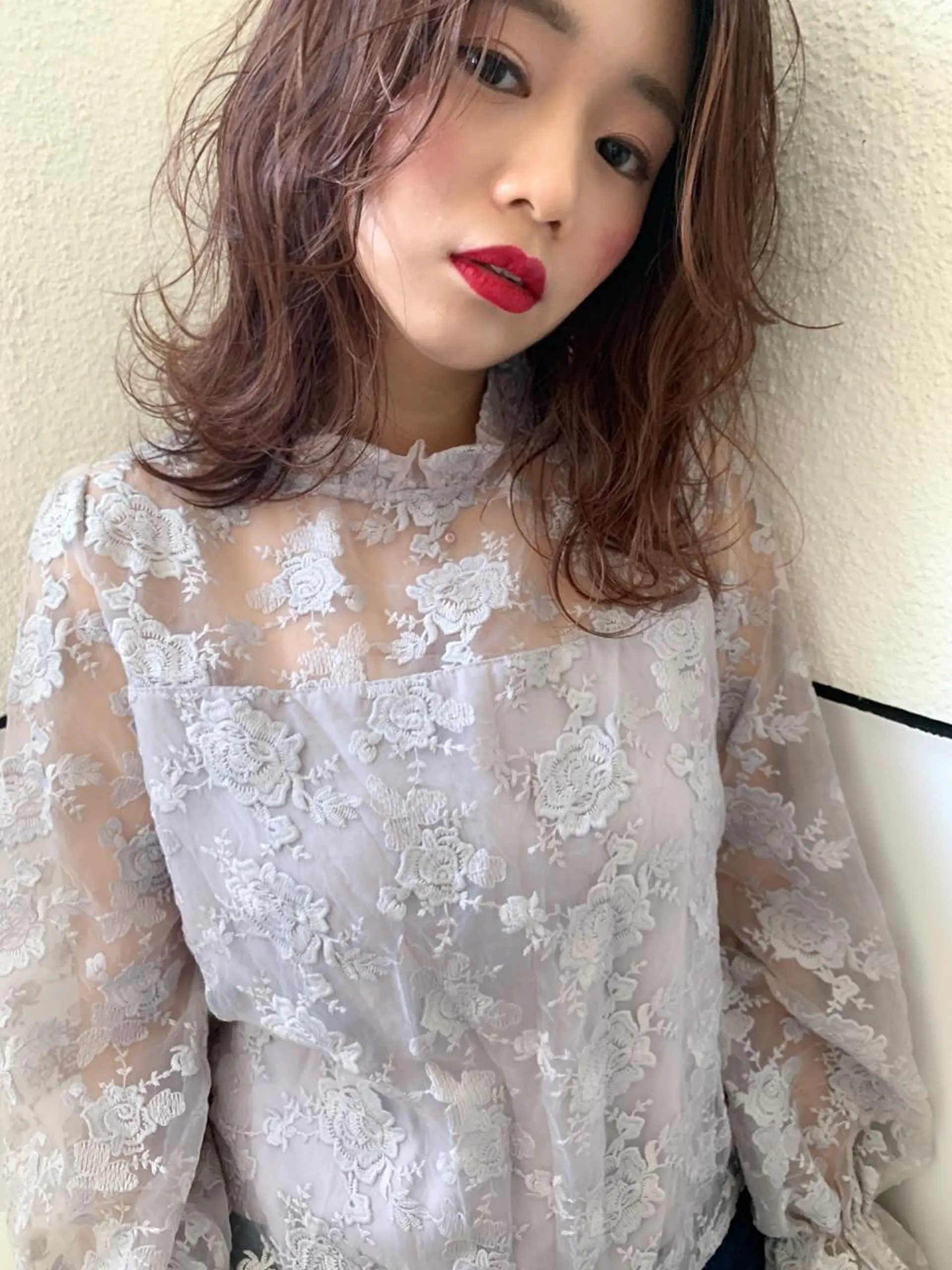 ミディアム カラー グレージュ ピンクカラー 古賀 侑磨のヘアスタイル