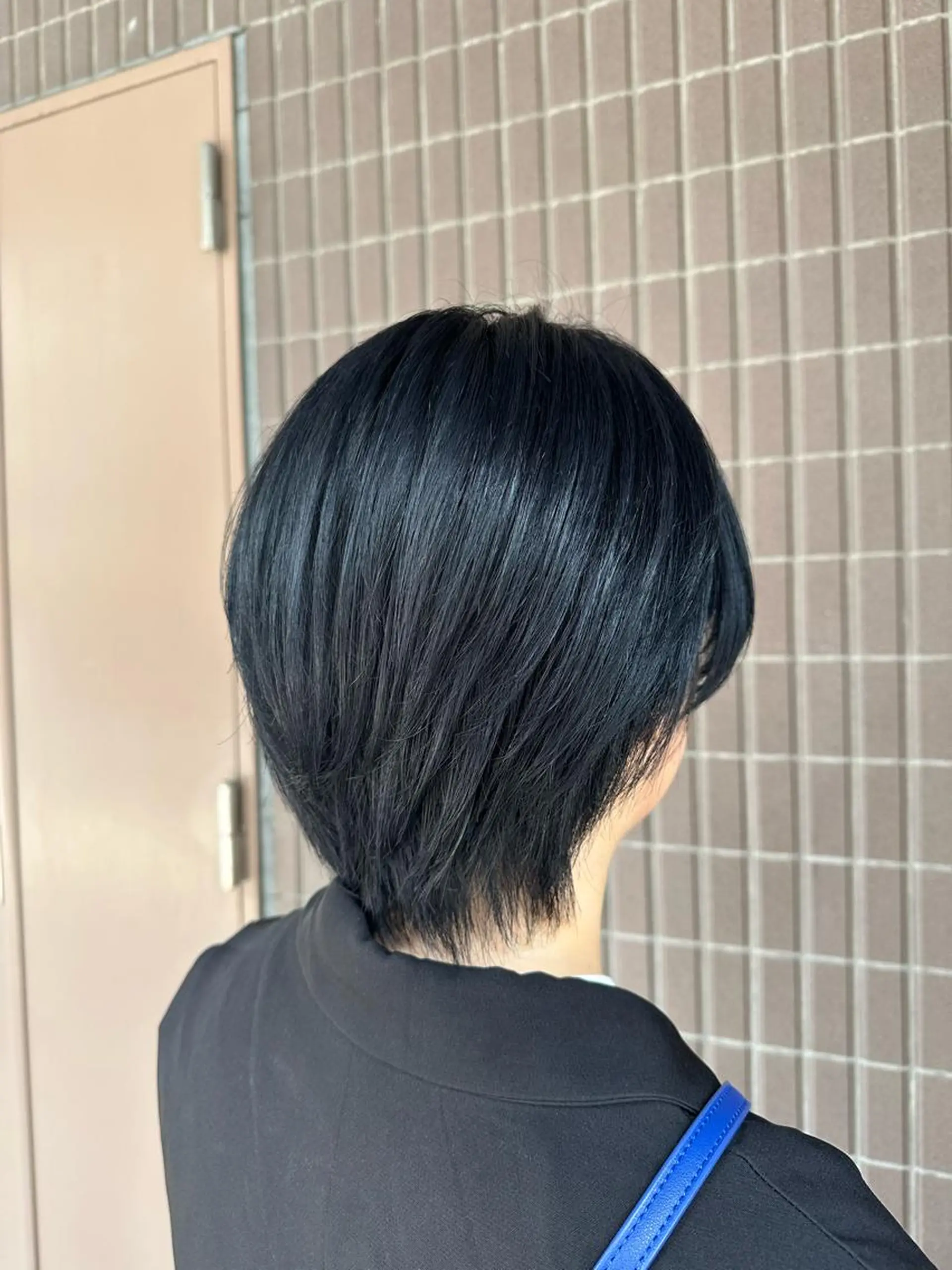 ショート カラー 黒髪 ブルーカラー ブルーブラック カット ヘアカラー 清水 遥香のヘアスタイル