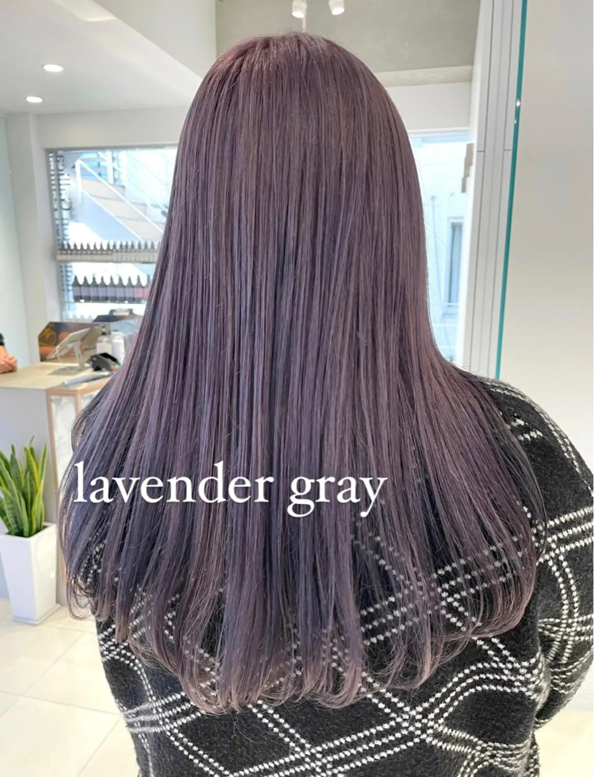 ロング カラー ブリーチ ラベンダーカラー ラベンダーグレー ヘアカラー トリートメント レイヤー/韓国ヘア 💎Nokaのヘアスタイル