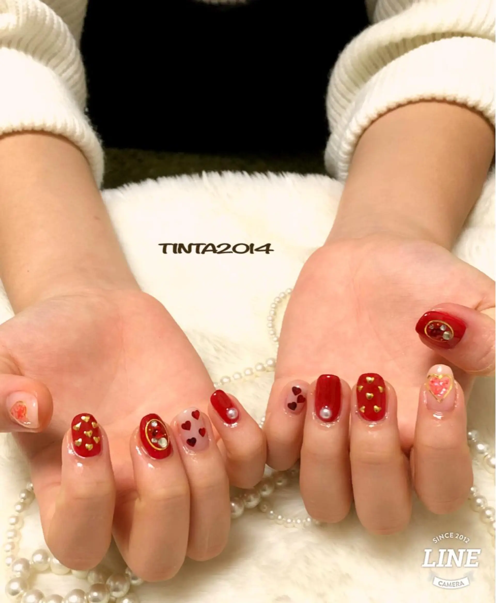 ネイル ハート 赤色 ネイルサロン ティンタ所属・馬場 典子のネイルデザイン