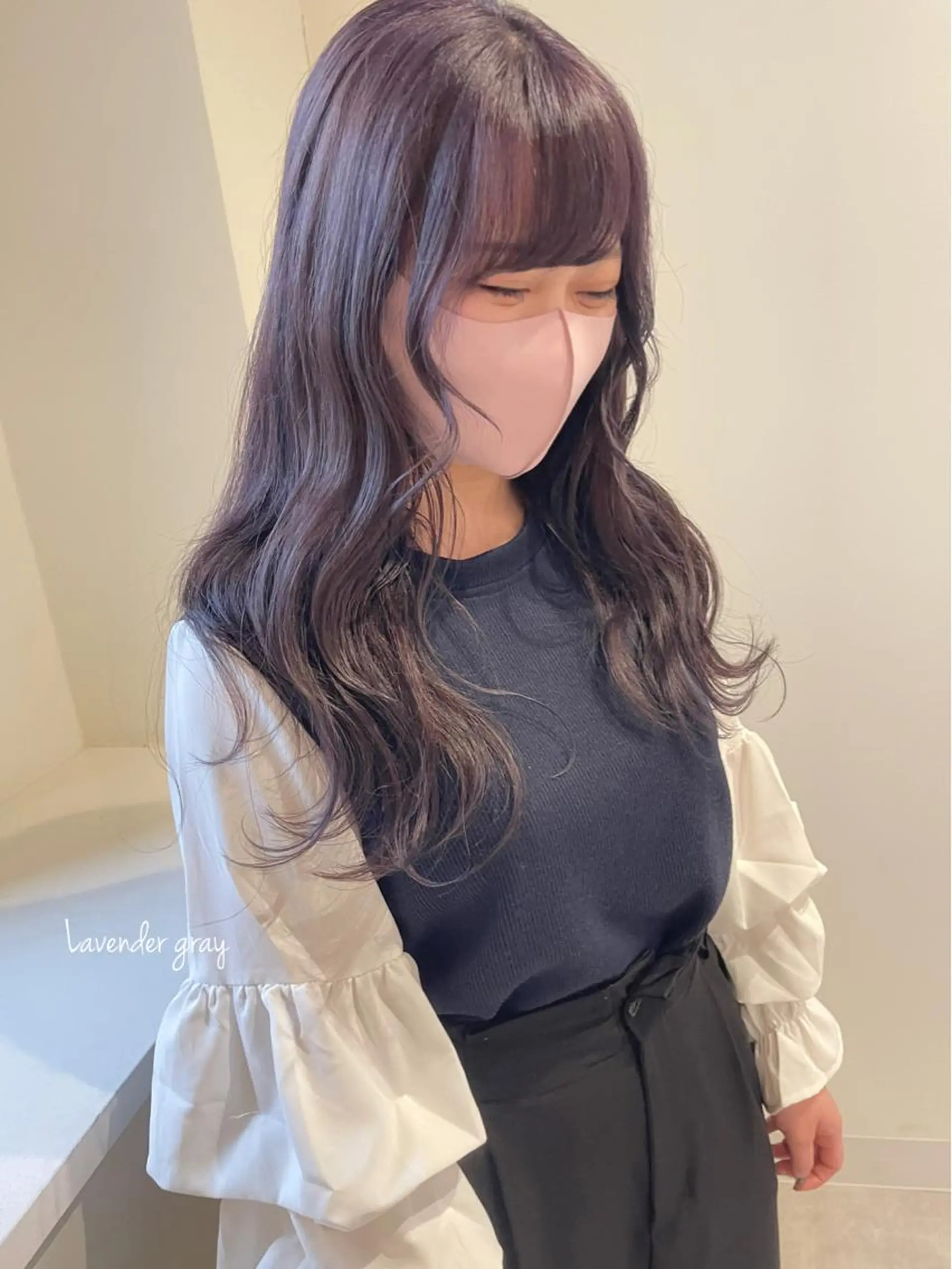 セミロング カラー ブリーチ ラベンダーカラー ラベンダーグレー Maison所属・清水 亮太／赤み消しカラーのヘアスタイル