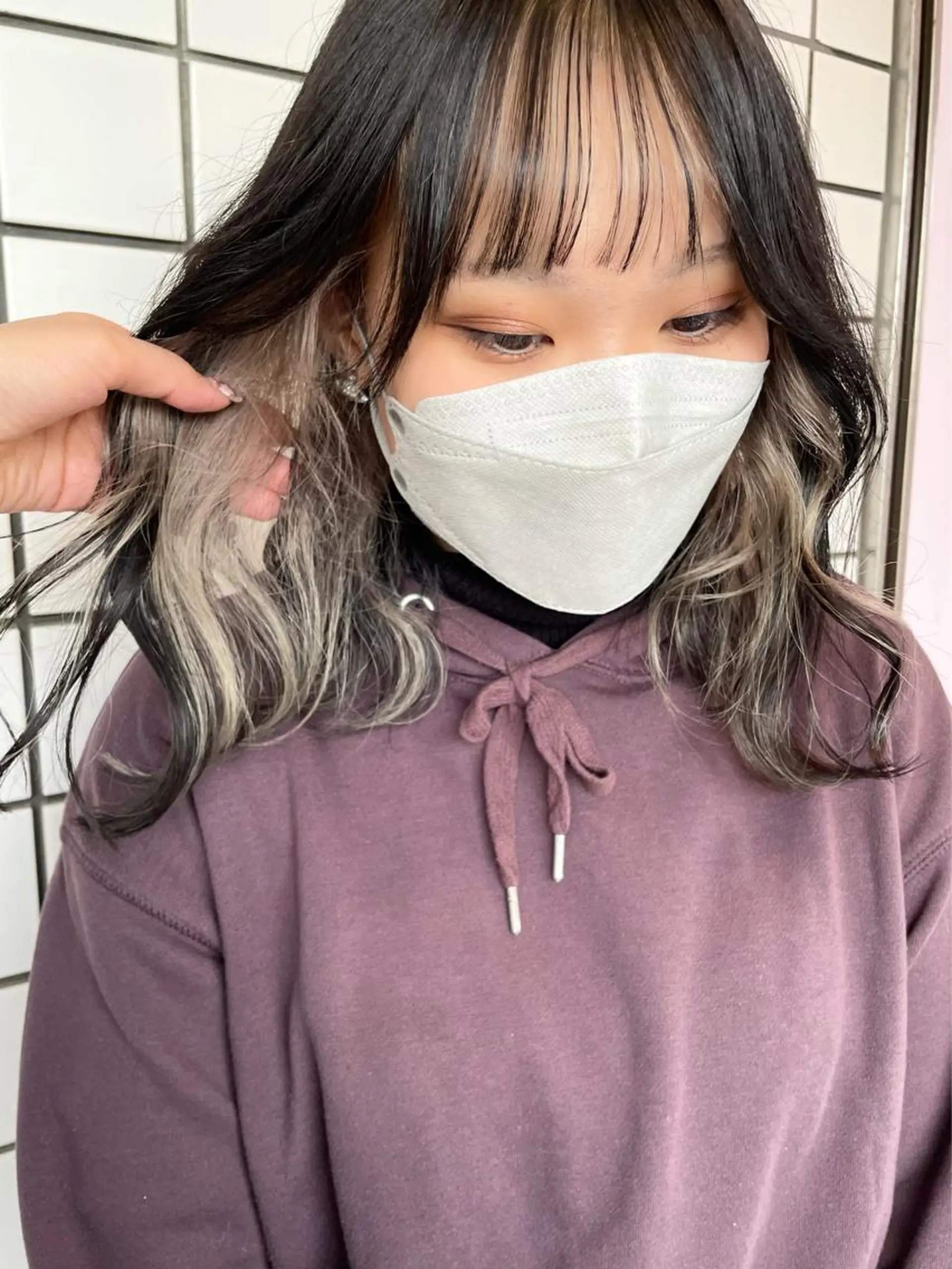 セミロング カラー ベージュカラー ブリーチ ホワイトベージュ 心斎橋/ブリーチ minamiのヘアスタイル