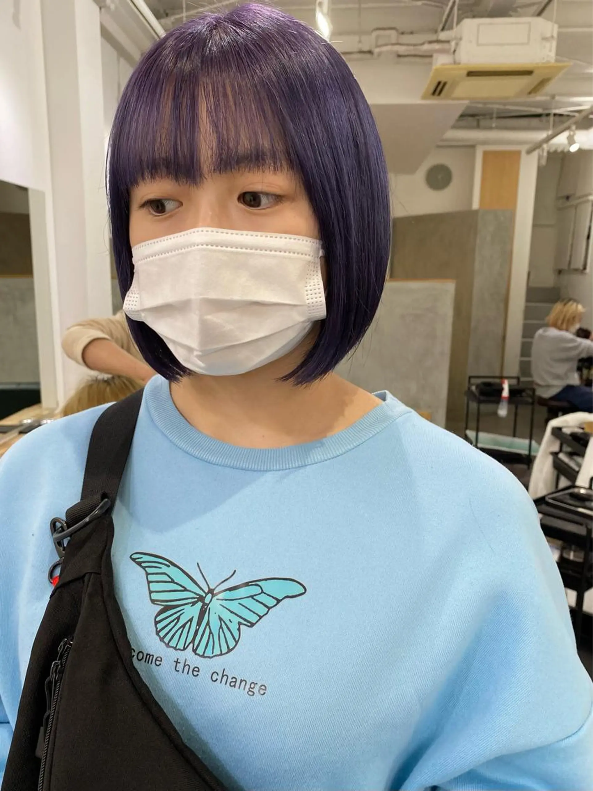 ショート カラー ブルーカラー ブルーパープル パープルカラー カット ヘアカラー トリートメント 森貴裕/ベージュ/ パーマ/オリーブのヘアスタイル