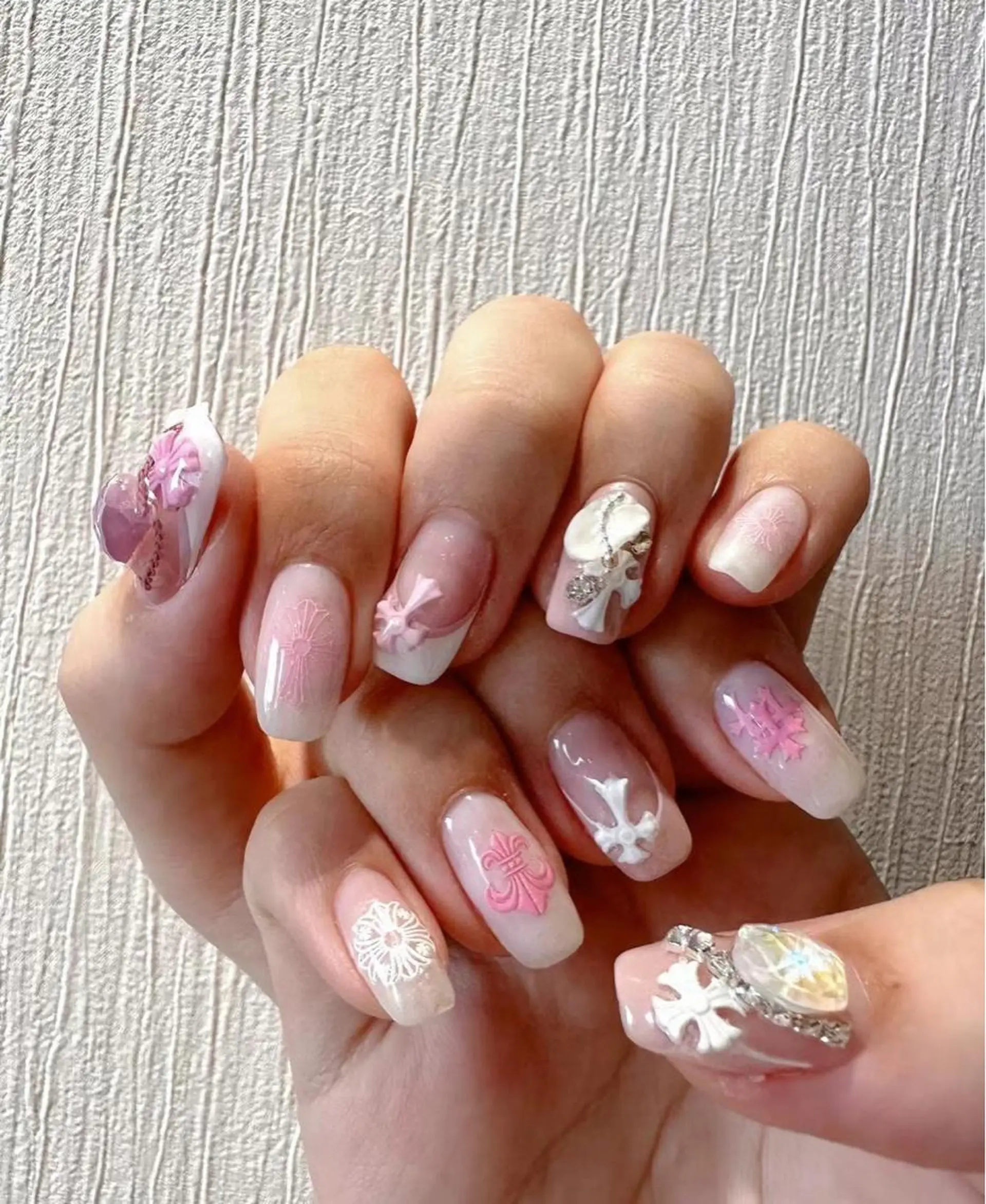 ネイル クリアネイル ピンク ホワイト Babarla Nailのネイルデザイン