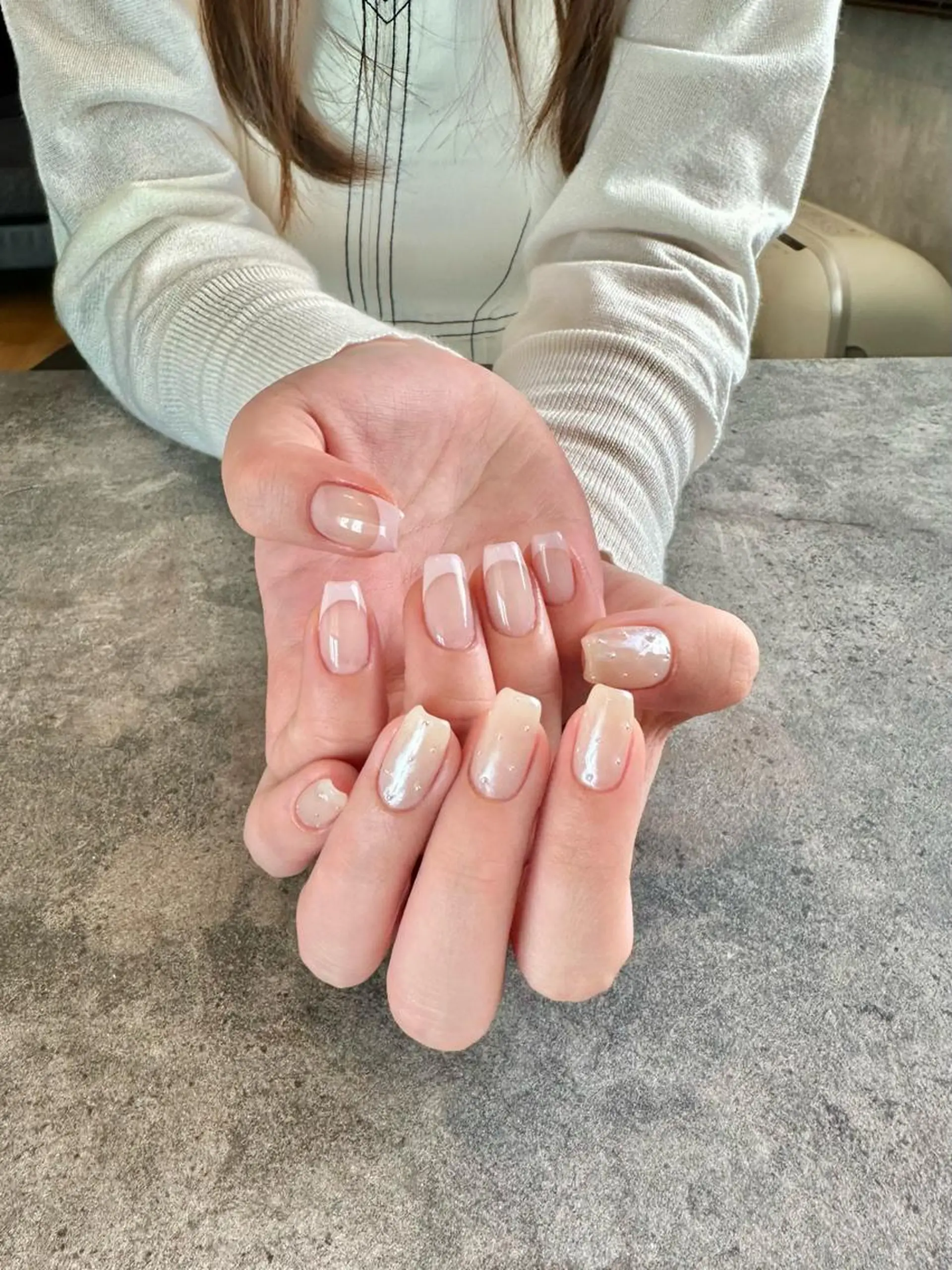 ネイル フラワーネイル フレンチネイル ジェルネイル ガラスフレンチ 大理石ネイル(マーブル) nail salon amanoのネイルデザイン