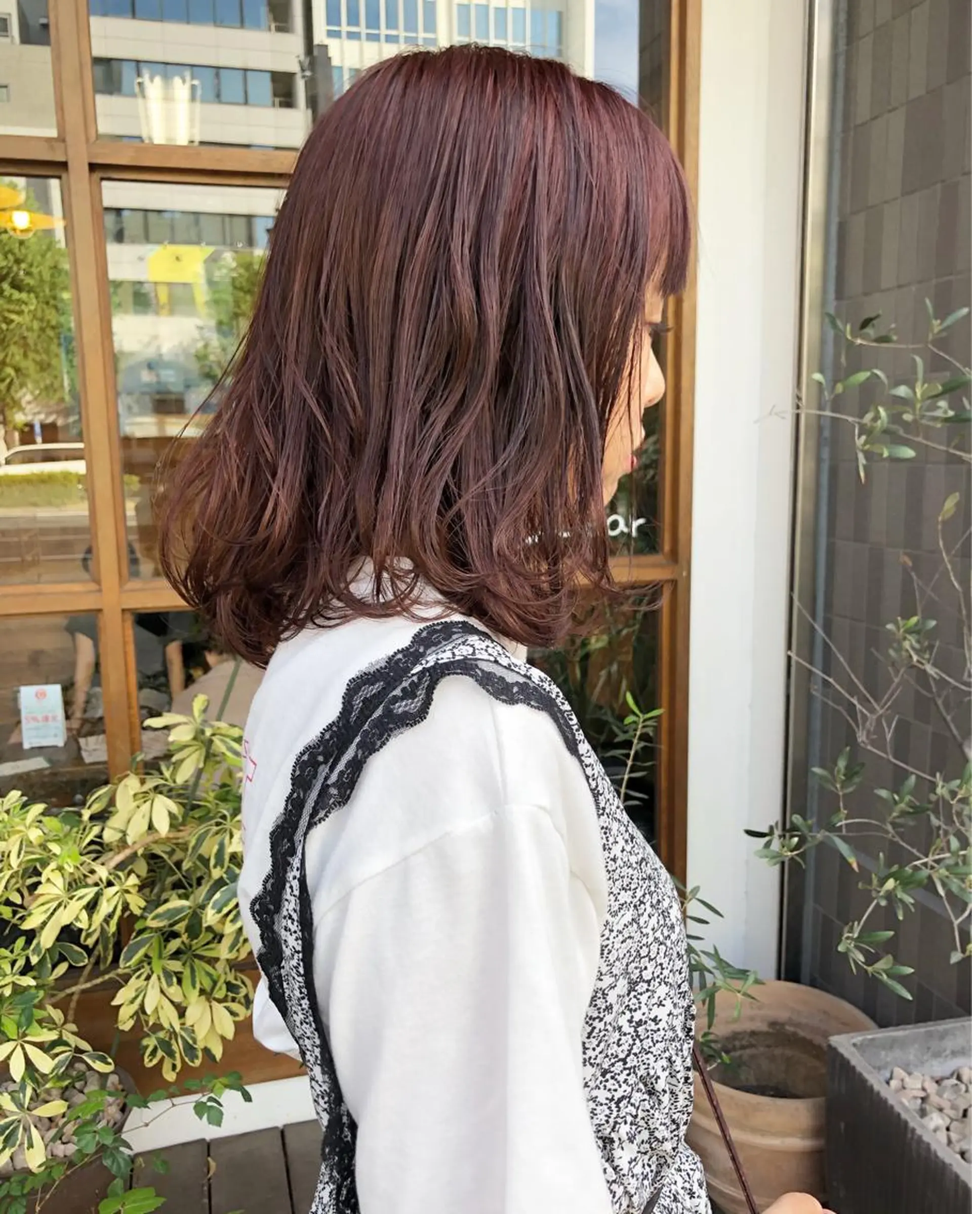 ミディアム カラー クロスパーマ× 透明感カラー✂︎のヘアスタイル