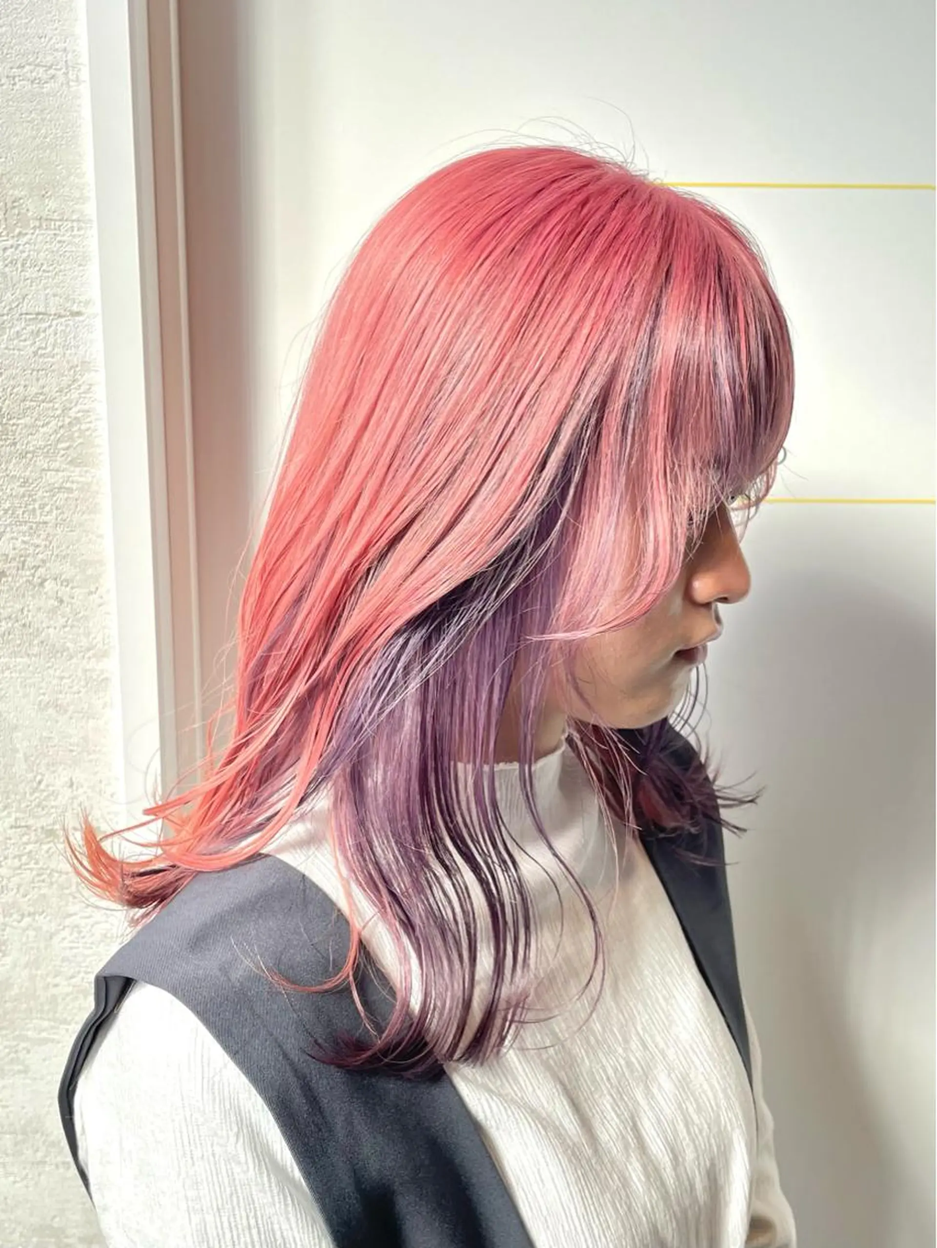 セミロング カラー ブリーチ カット ヘアカラー 👑髪質改善カラー 中垣斗希のヘアスタイル