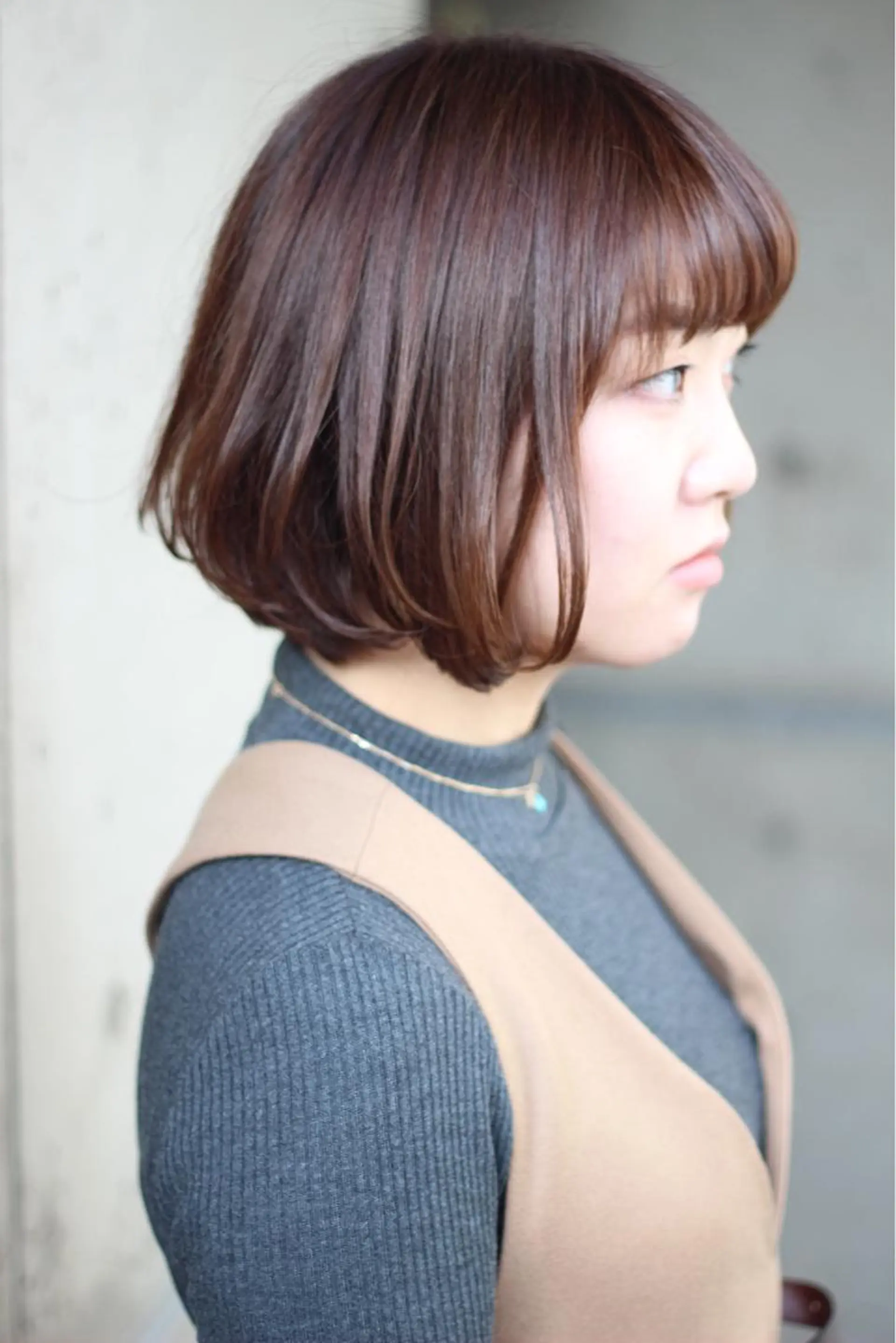 ミディアム カラー パーマ ボブ カット ヘアカラー トリートメント 成松 勇治のヘアスタイル