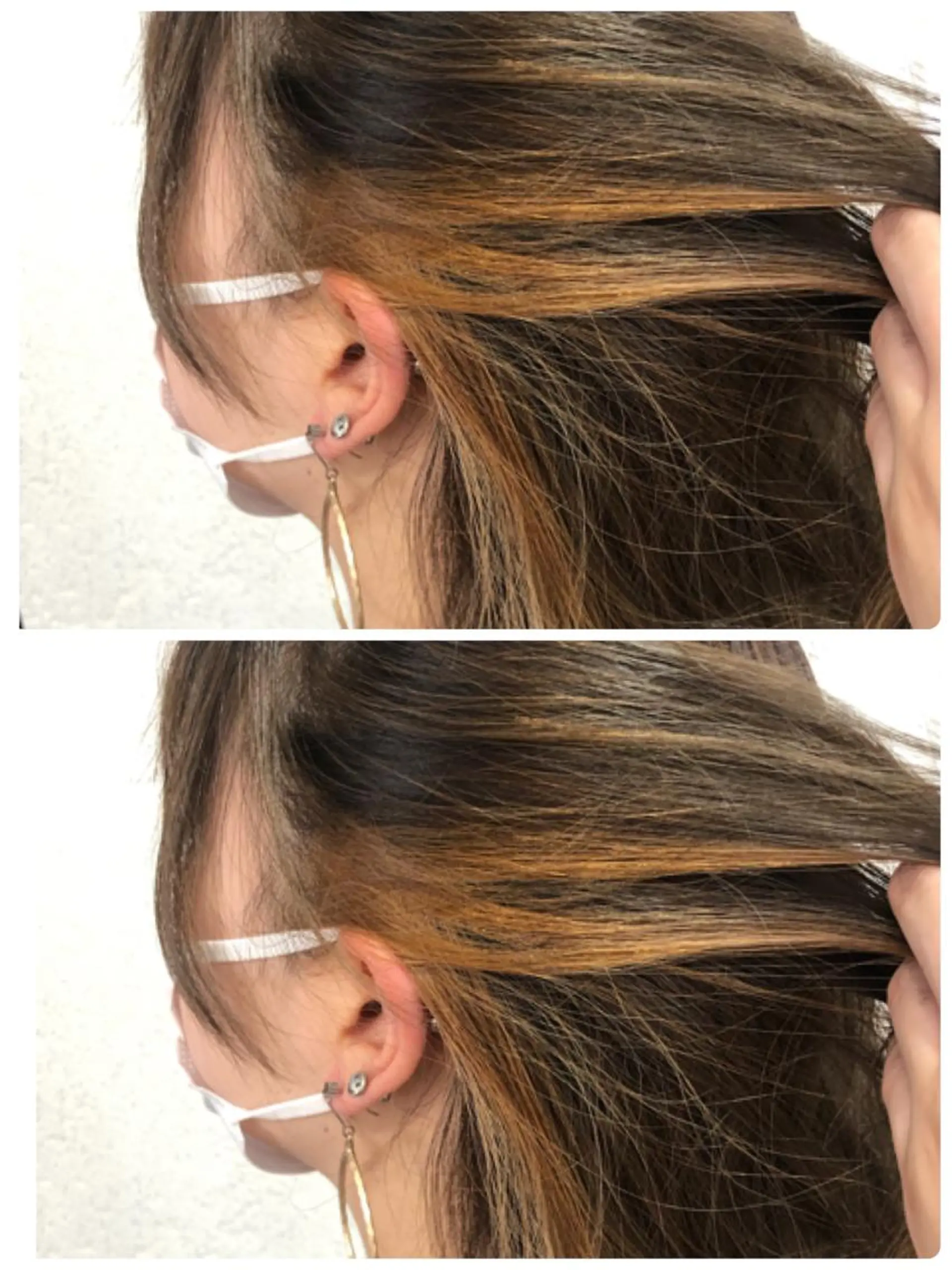 ロング カラー イヤリングカラー 髪質改善縮毛矯正× 艶髪カラー板垣智大のヘアスタイル