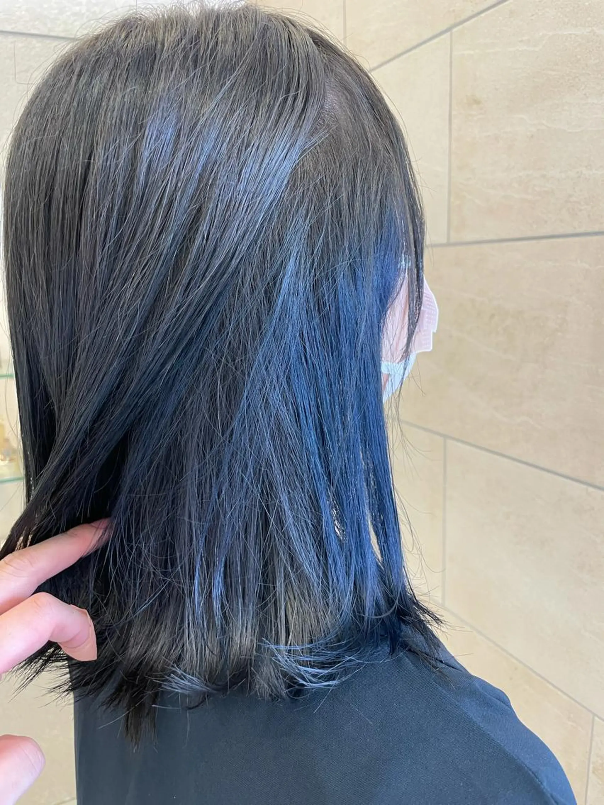 ミディアム カラー ブルーカラー インナーカラー ネイビーカラー ボブ/ショート/ パーマ/shinのヘアスタイル