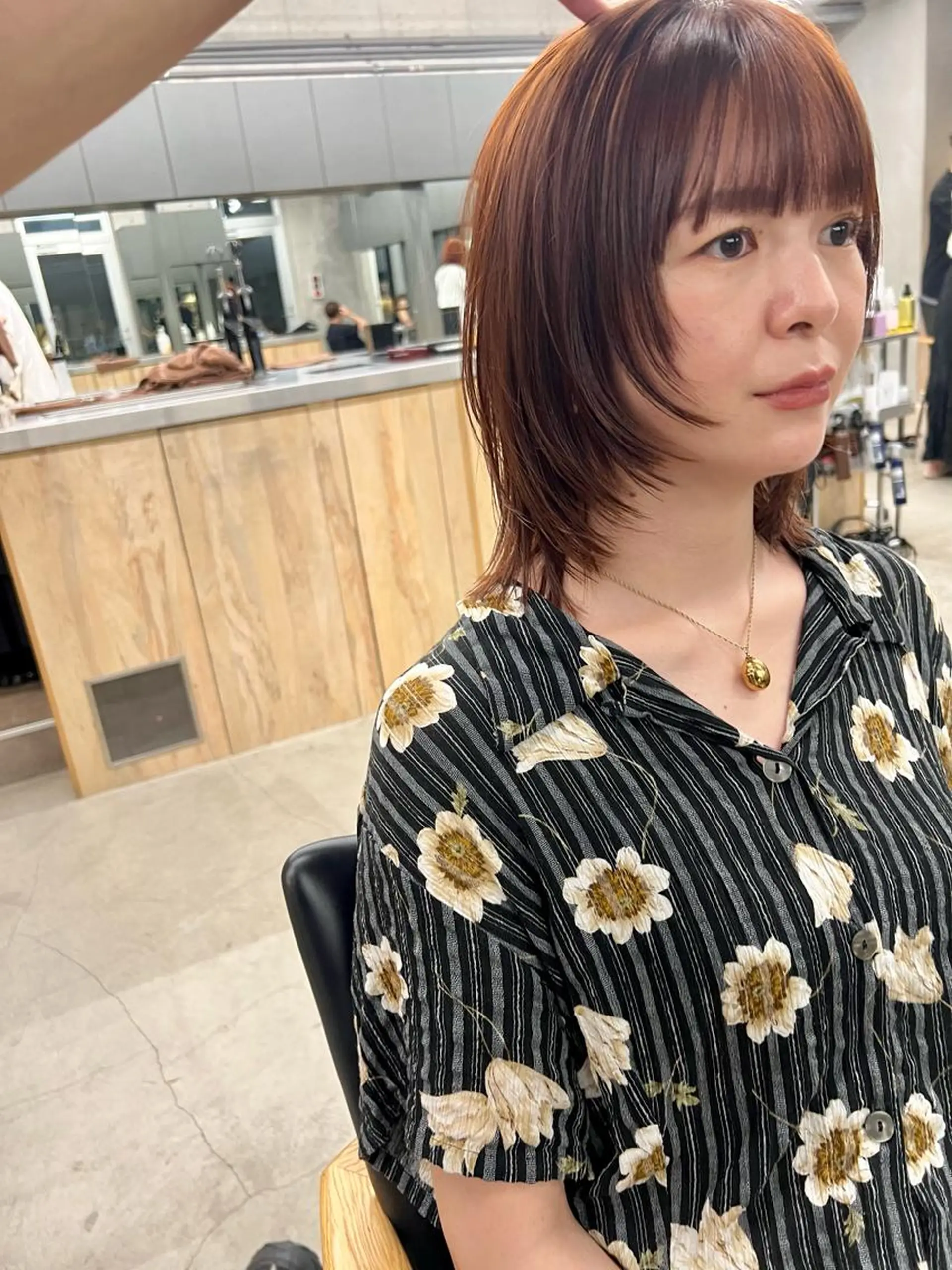 ミディアム カラー ブラウンカラー オレンジ オレンジブラウン カット ヘアカラー sakoda shunkiのヘアスタイル