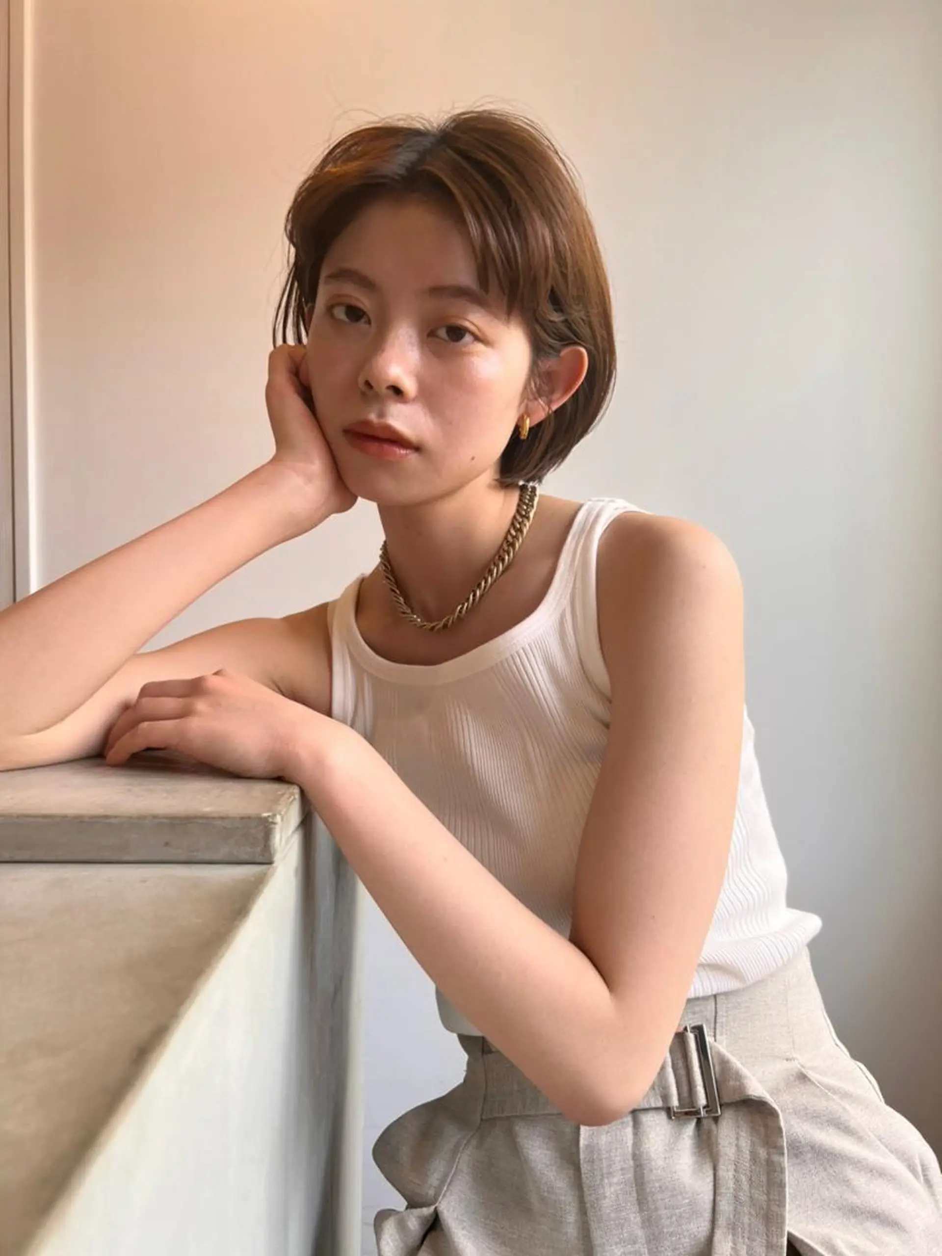 ショート カラー パーマ アディクシーカラー ブリーチ ブロンド ブルーカラー ハイライトカラー CEINE+ officialのヘアスタイル