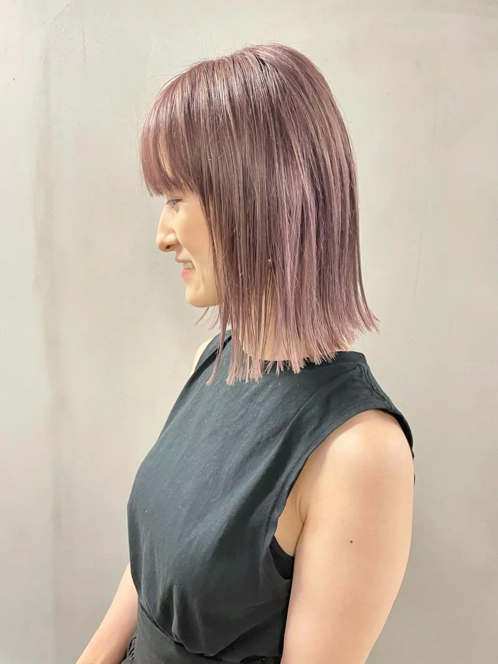 ミディアム カラー パーマ ヘアアレンジ メンズ キッズ ネイル マツエク・マツパ ピンクカラー カラーマツエク ピンク カット 縮毛矯正 トリートメント tatsumi/ボブ ウルフ/レイヤーのヘアスタイル