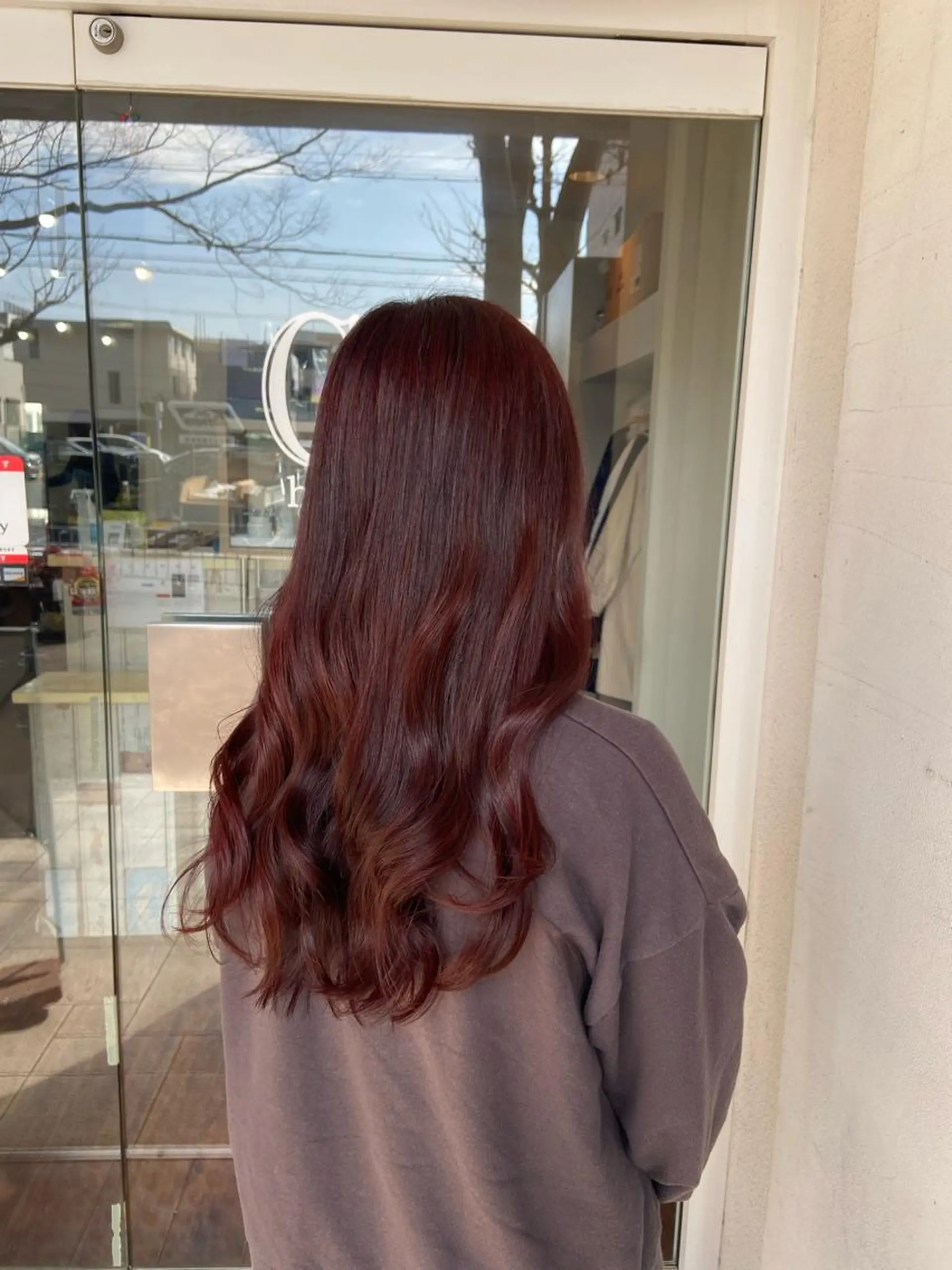 ロング カラー ブリーチ ブリーチなしカラー レッドカラー カット ヘアカラー トリートメント 伏見稲荷/髪質改善/ ブリーチ/西川奈穂のヘアスタイル