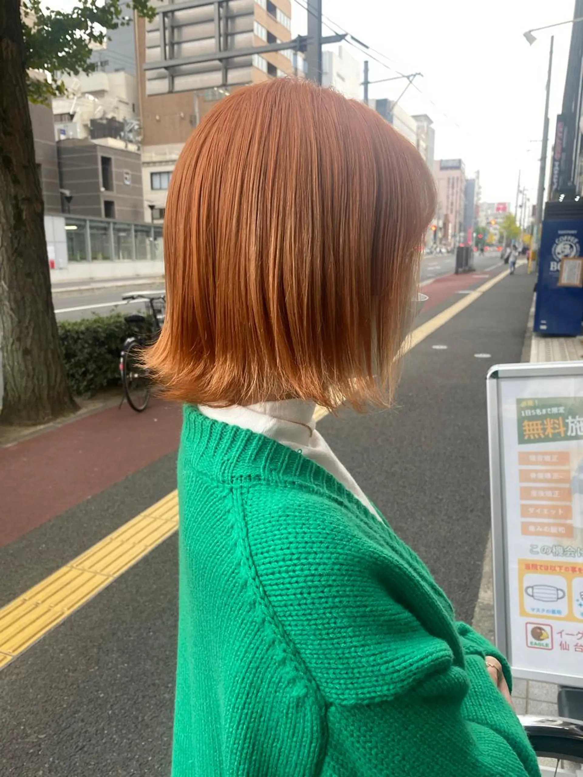 ミディアム カラー ブリーチ オレンジ KANA🎀韓国 🇰🇷ハイライトのヘアスタイル