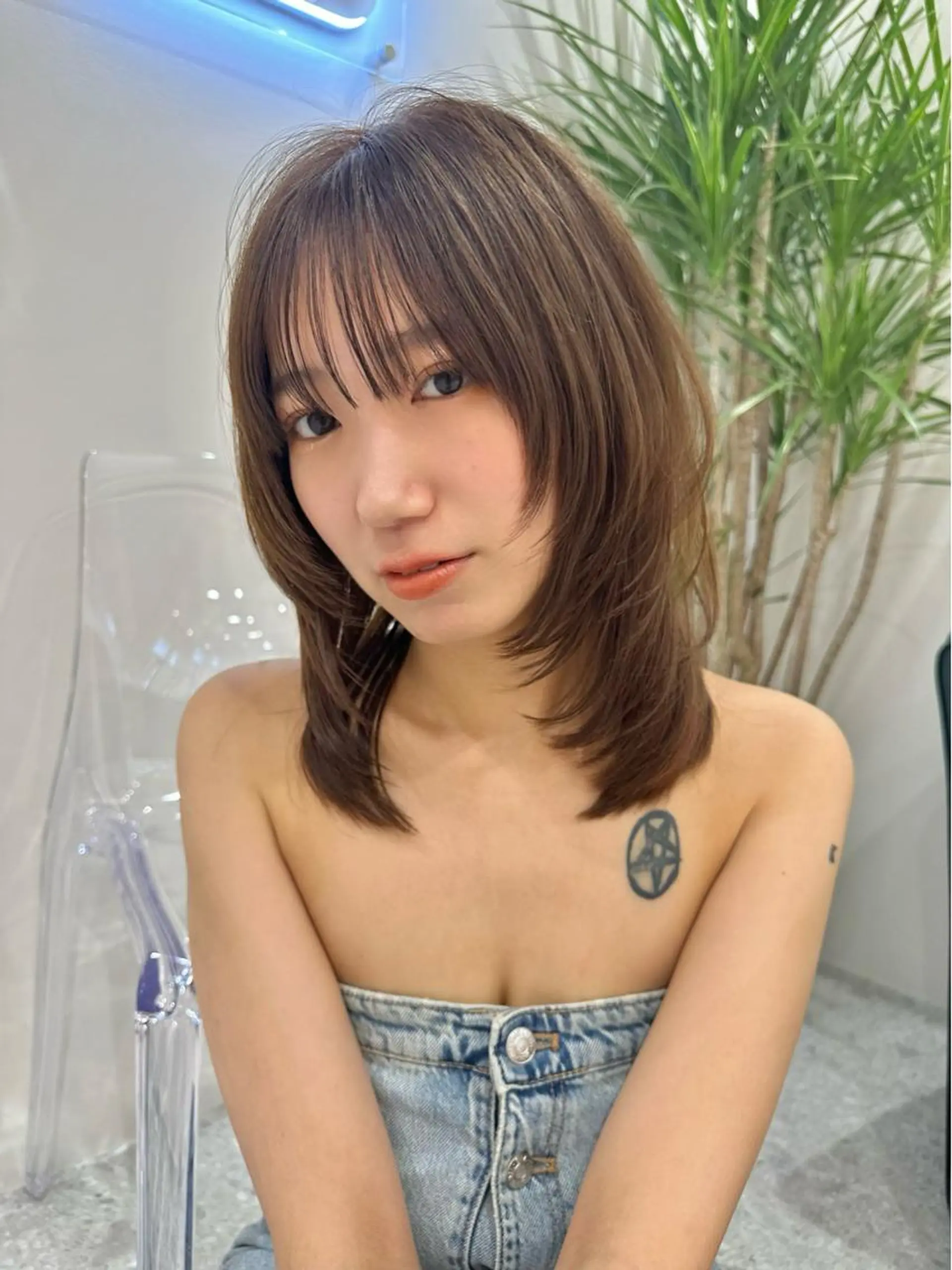 セミロング カラー カット ヘアカラー トリートメント かえ🩶韓国ボブ🎀 透明感カラー🥣のヘアスタイル