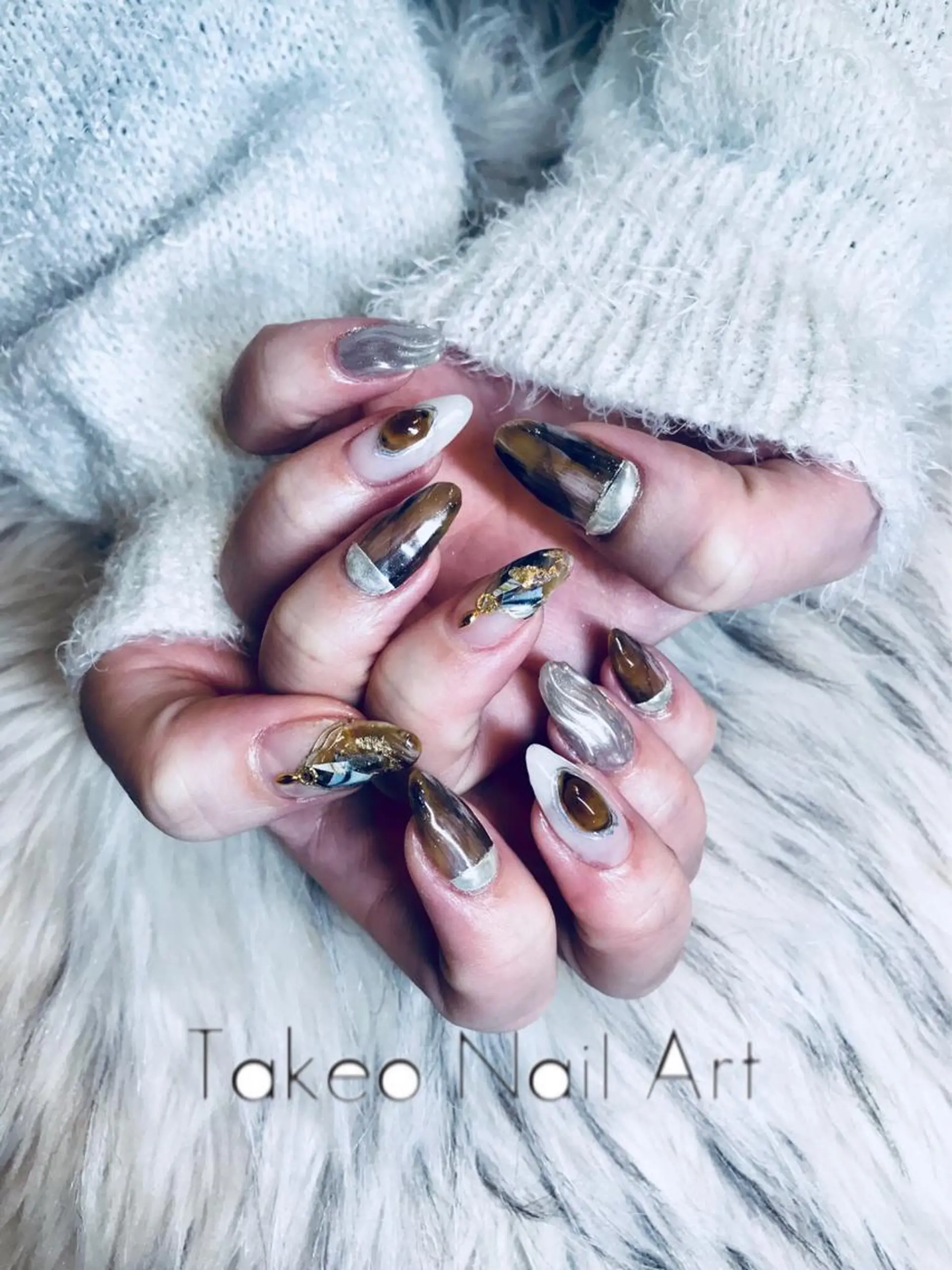 ロング ネイル ニュアンスネイル nail&eye Aoのマツエク・マツパデザイン