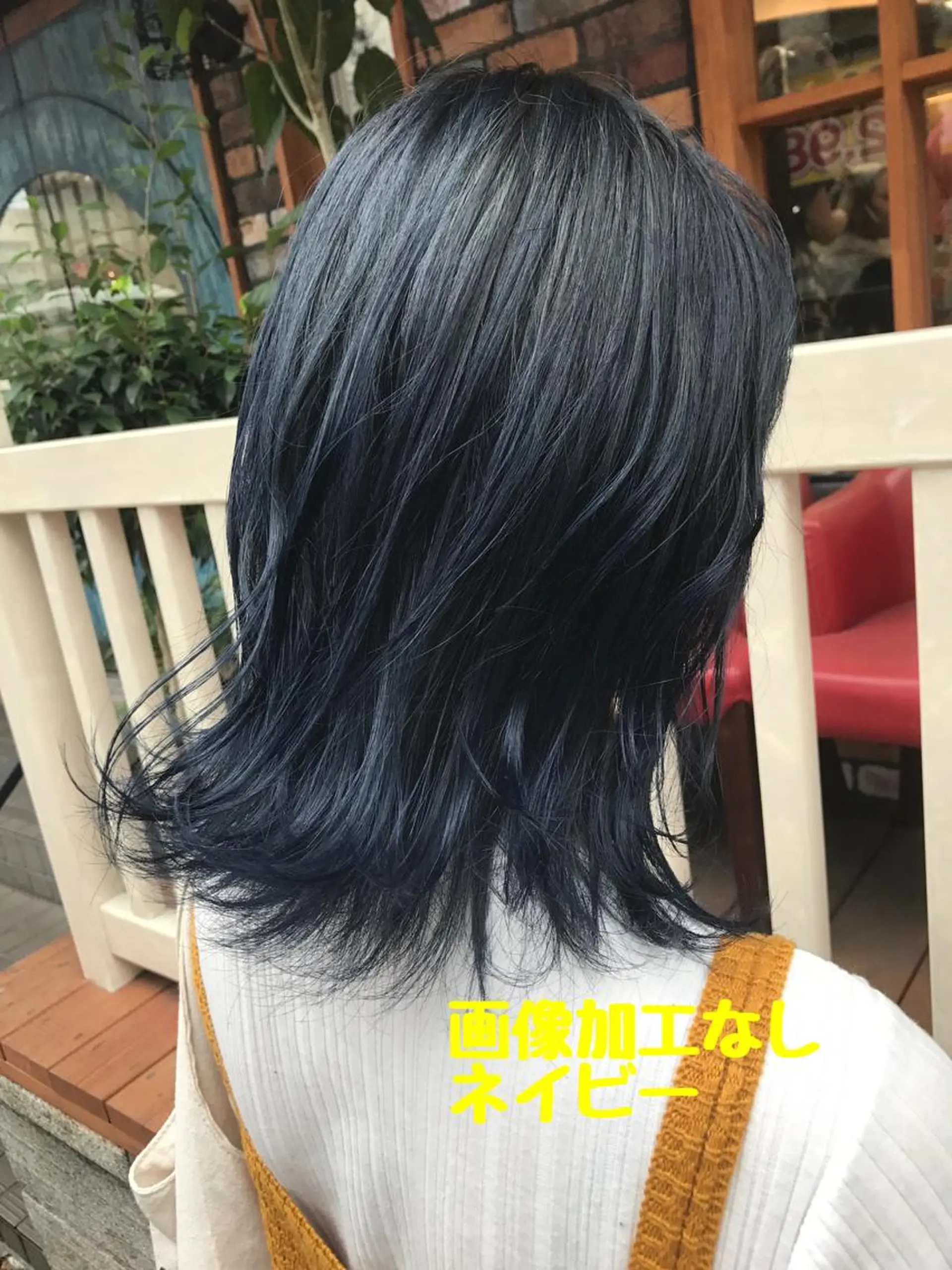 ミディアム カラー ブリーチ ネイビーカラー 平尾 拓也のヘアスタイル
