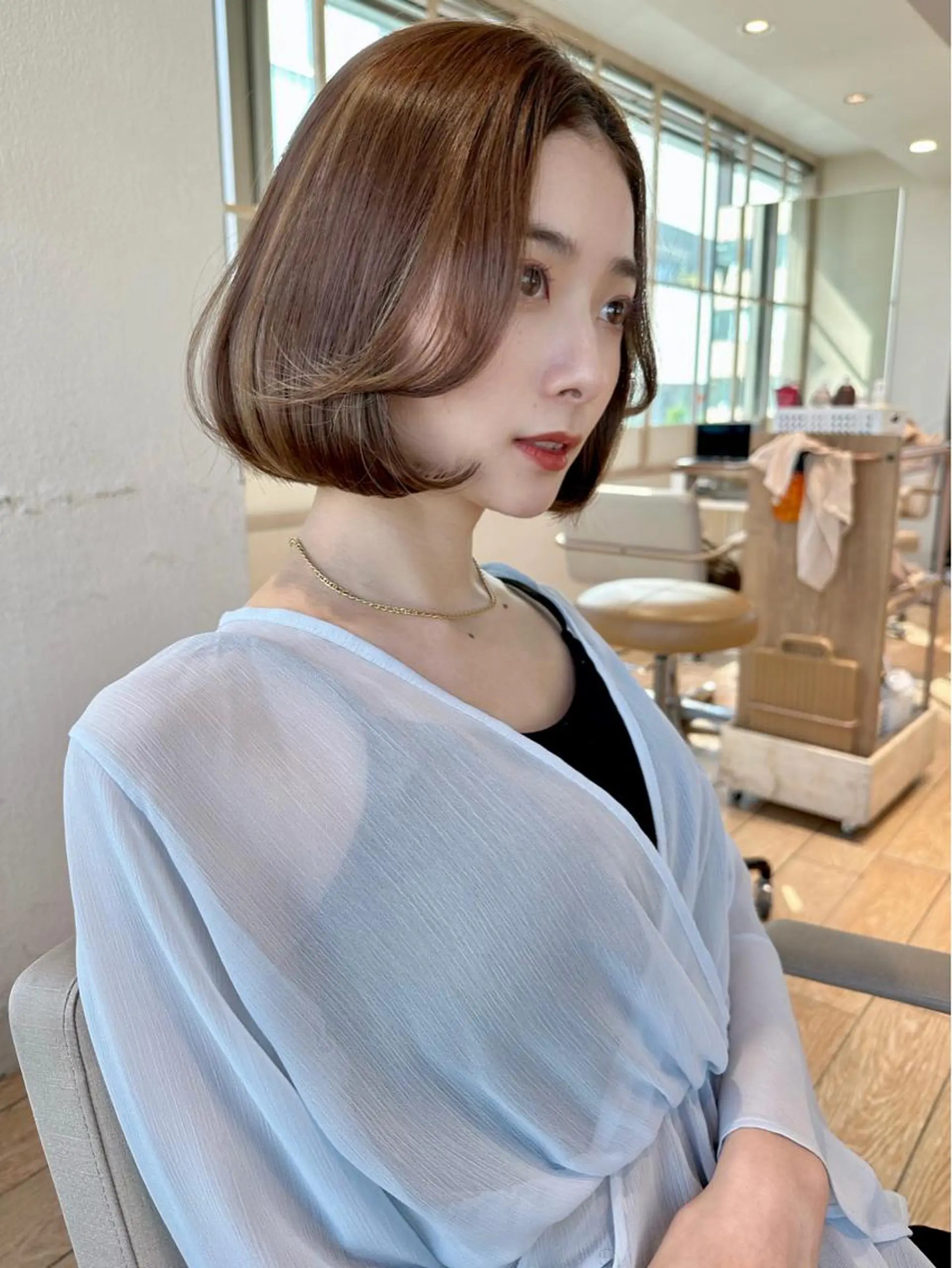 ミディアム 切りっぱなしボブ ショートボブ ボブ くびれヘア タンバルモリ 市原 大翼のヘアスタイル