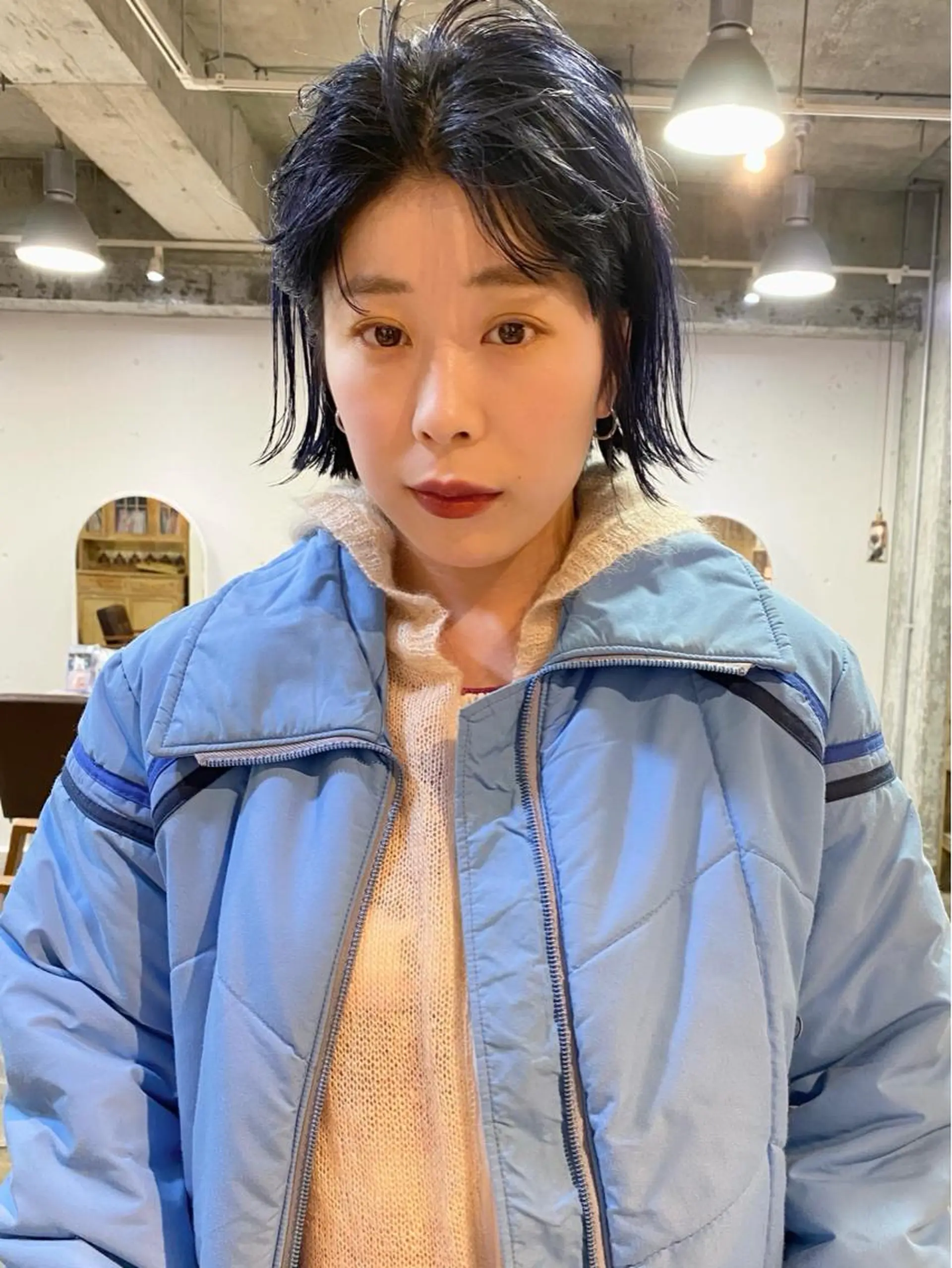 ミディアム カラー ブルーカラー ネイビーカラー カット ヘアカラー Piaコータロー ハイトーン&‪ボブのヘアスタイル