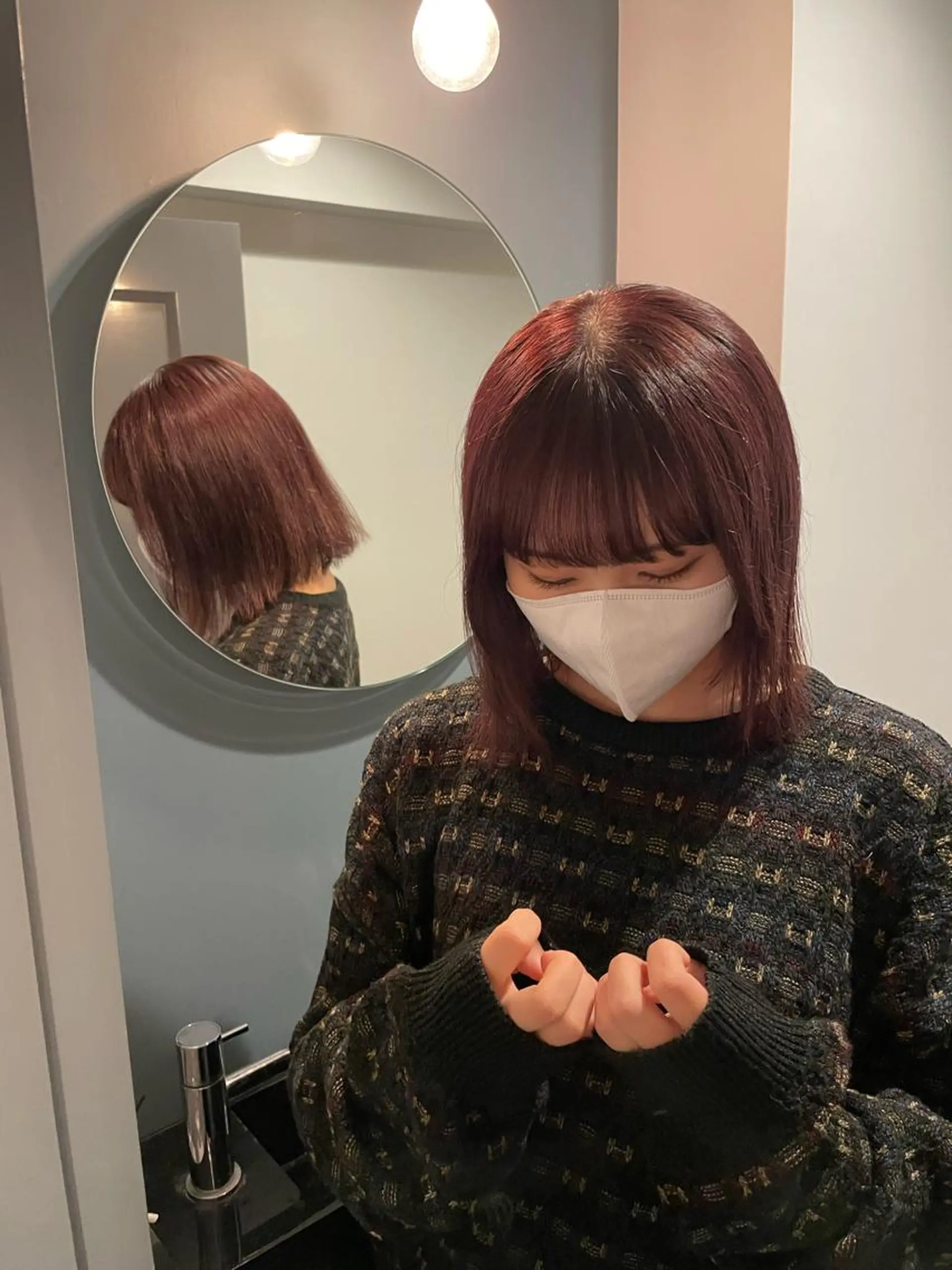カラー ブリーチ レッドカラー ヘアカラー トリートメント ミルクティーベージュ ブリーチ🖤サヤカのヘアスタイル