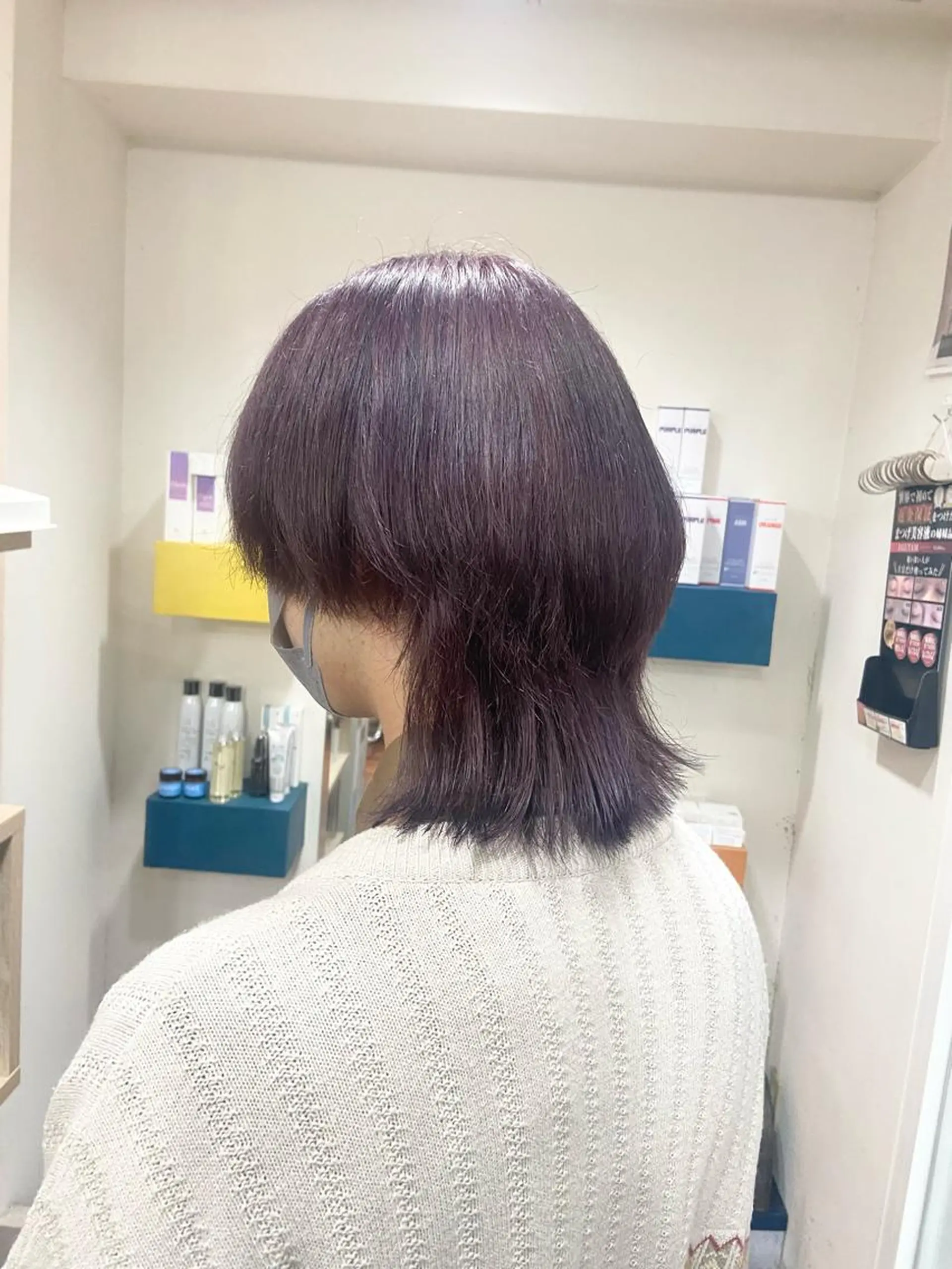 カラー メンズ メンズウルフカット バイオレットカラー ウルフカット 伏見稲荷/髪質改善/ ブリーチ/西川奈穂のヘアスタイル