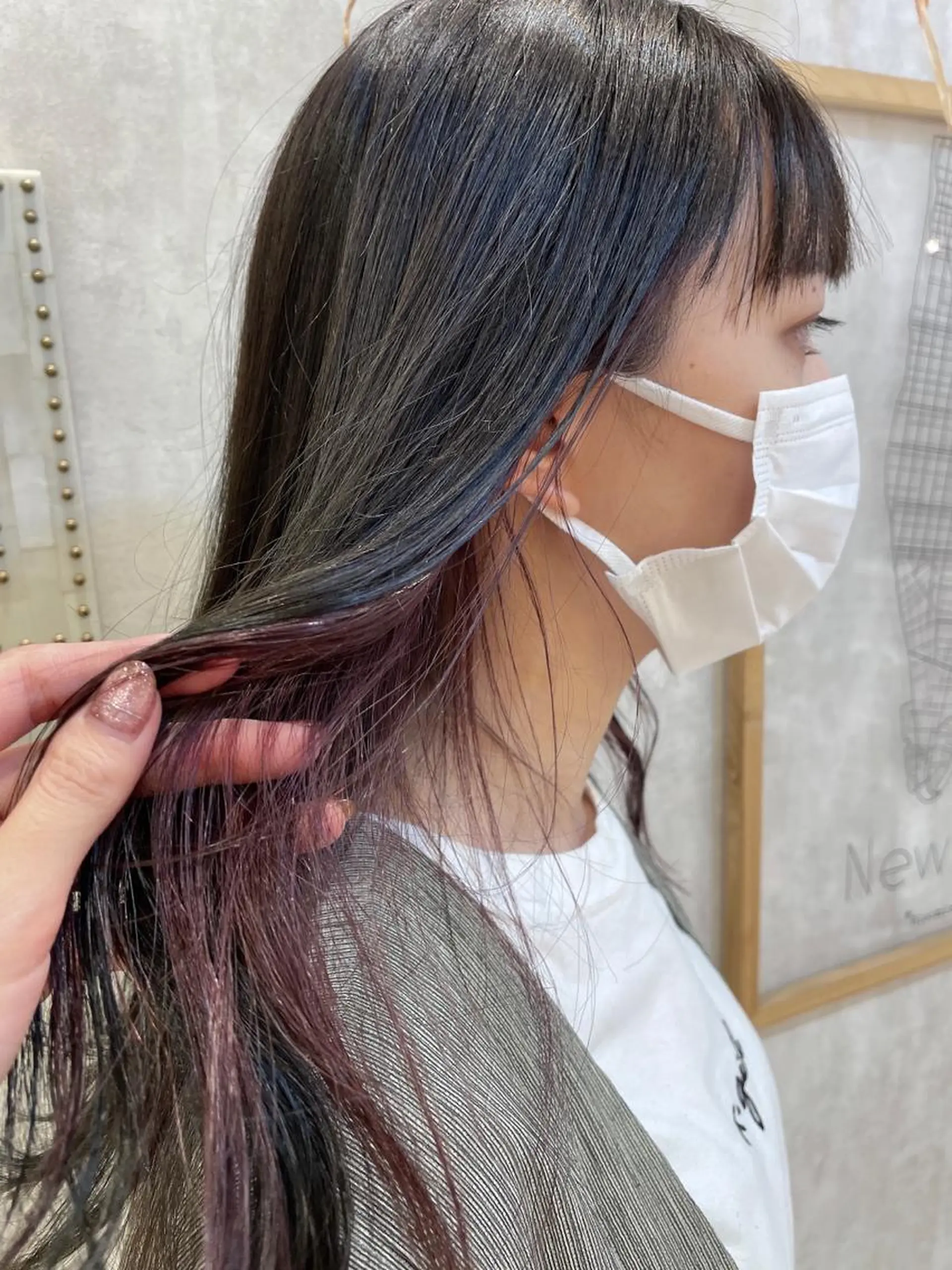 カラー ネイビーカラー ピンクカラー 三村 桜生のヘアスタイル