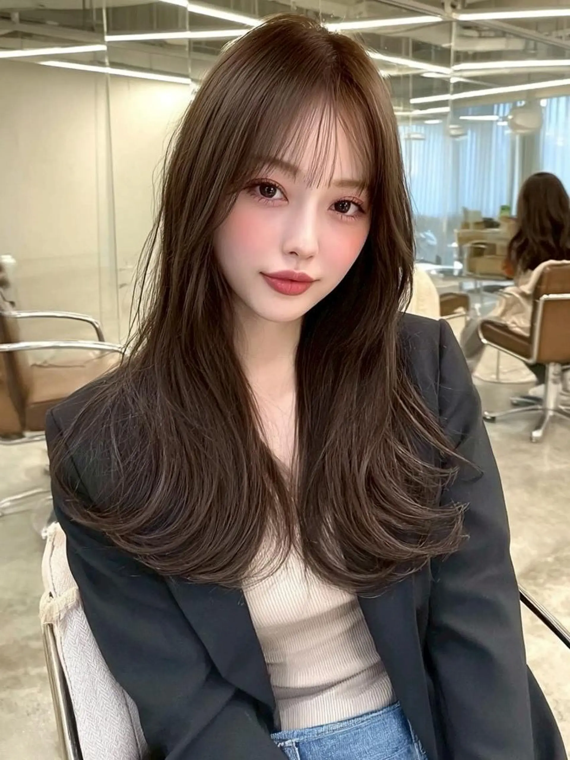 ロング 韓国風ヘア レイヤーカット カット ヘアカラー トリートメント ＫＡＮＡ/天王寺 🎀🫧のマツエク・マツパデザイン