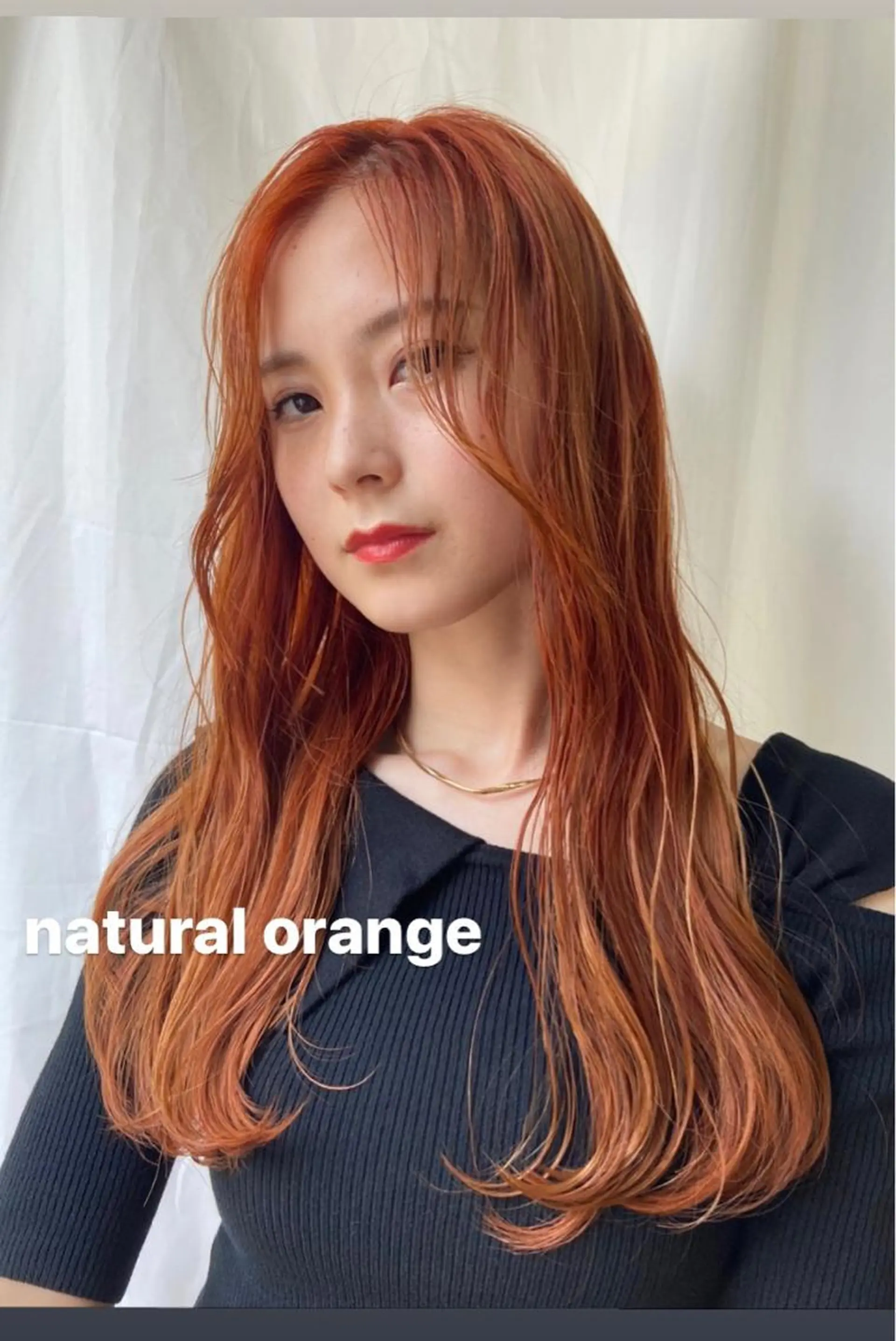 ロング カラー ブリーチ オレンジ カット ヘアカラー トリートメント 松尾太樹 【pia】福岡美容室のヘアスタイル