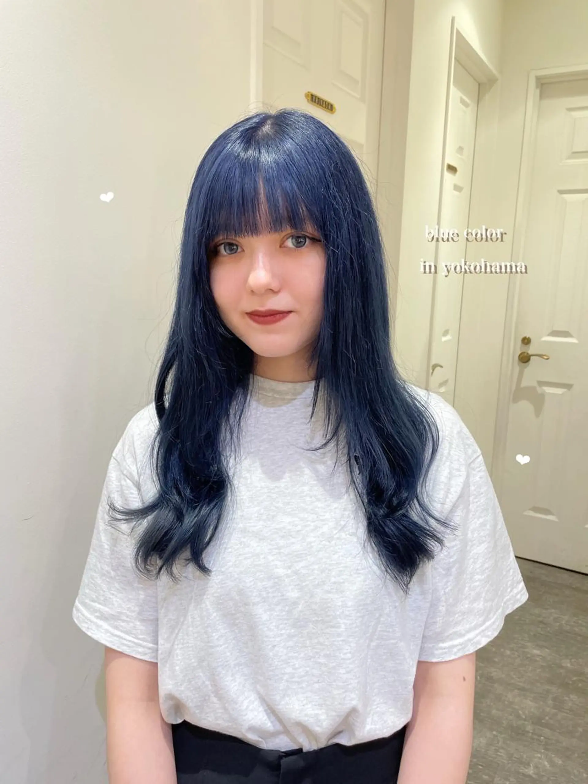 ロング カラー ブリーチ ブルーカラー ネイビーカラー ヘアカラー エクステ/ハイトーン 🐏☁️miminaのヘアスタイル