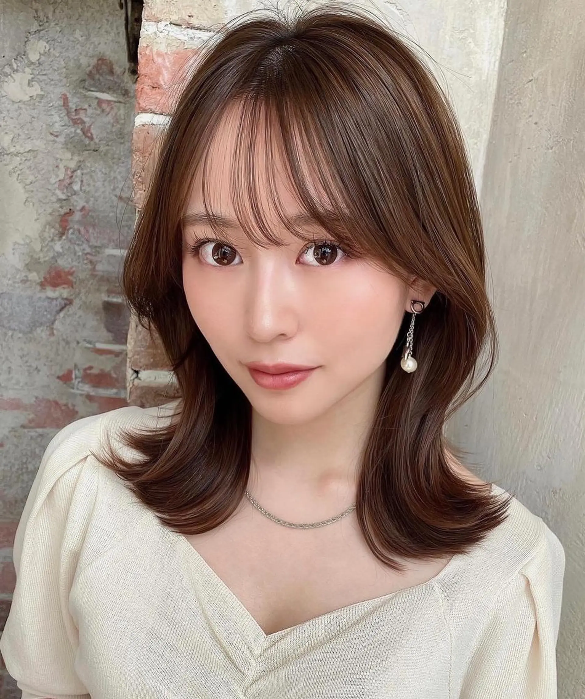 ミディアム くびれヘア 髪質改善 縮毛矯正 カット ヘアカラー トリートメント 🧡くびれヘア/前髪 顔周り🧡久原結衣のヘアスタイル