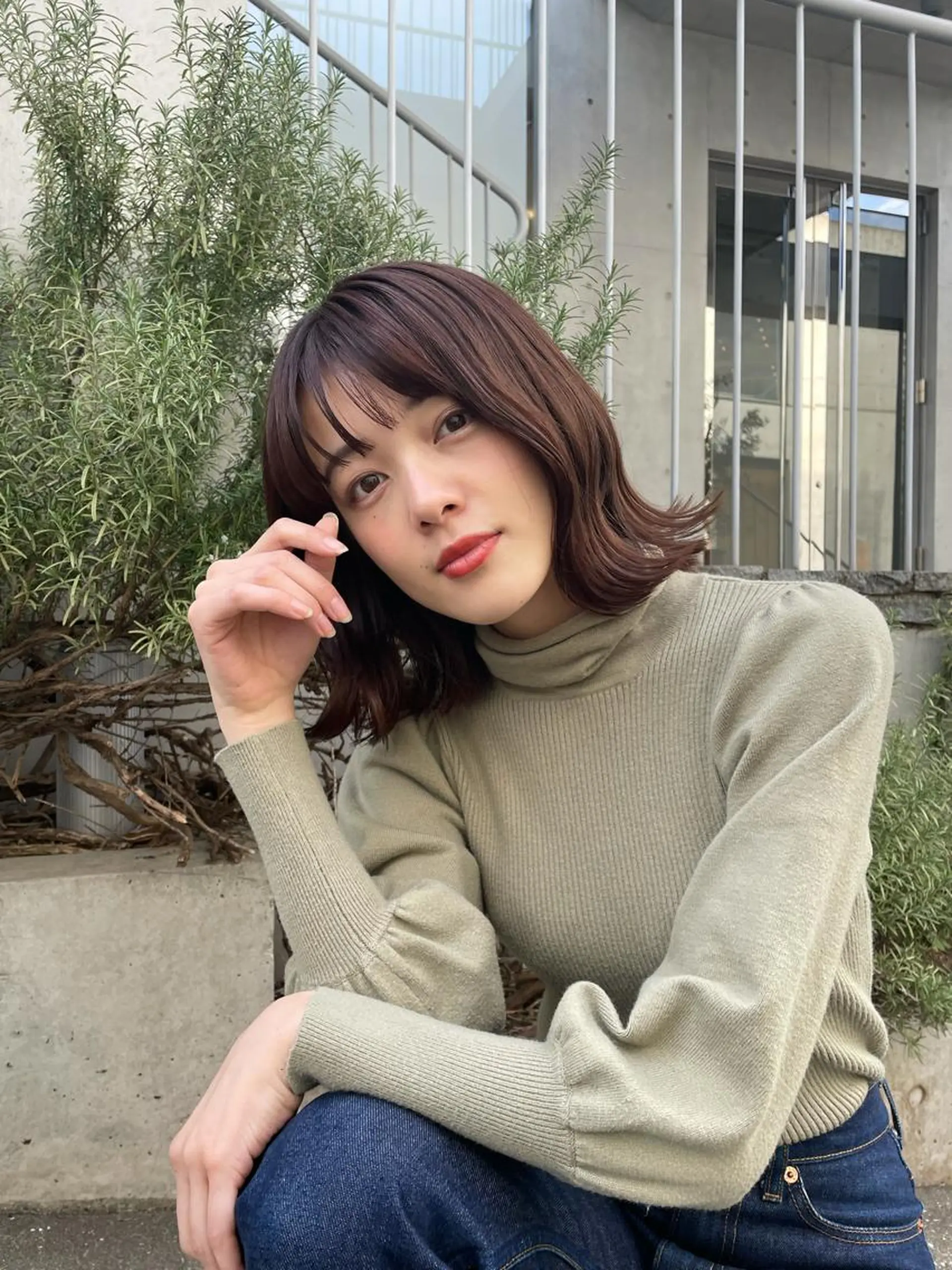 ミディアム カラー くびれヘア 韓国風ヘア レイヤーカット🎀 kanaのヘアスタイル