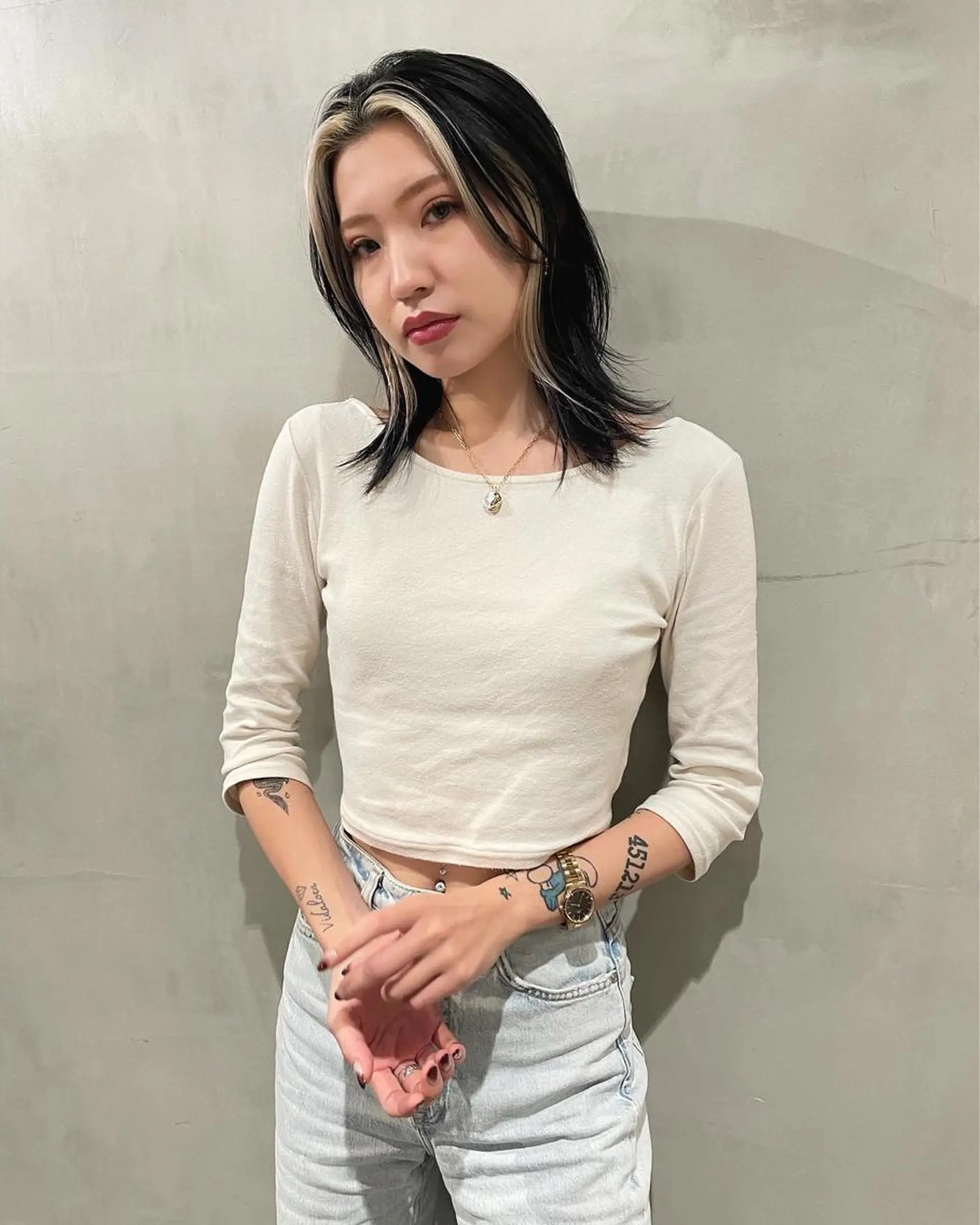 ミディアム カラー ヘアカラー 優 作のヘアスタイル