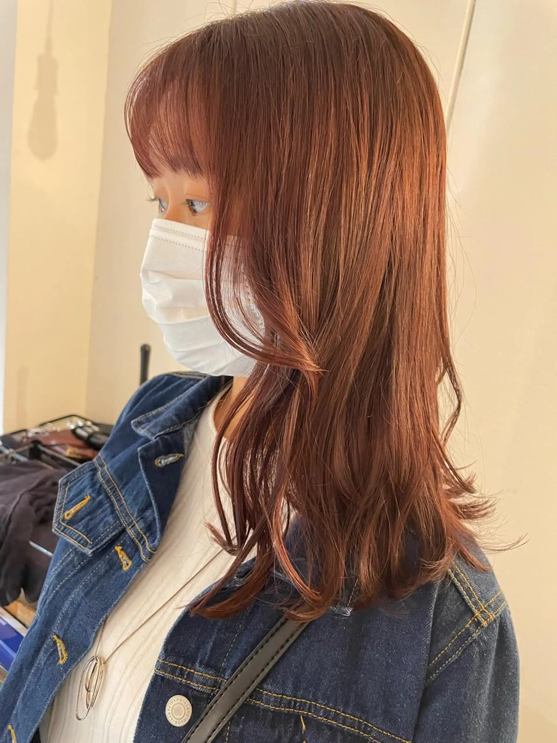 セミロング カラー ピンクカラー 京都美容師 塩のヘアスタイル
