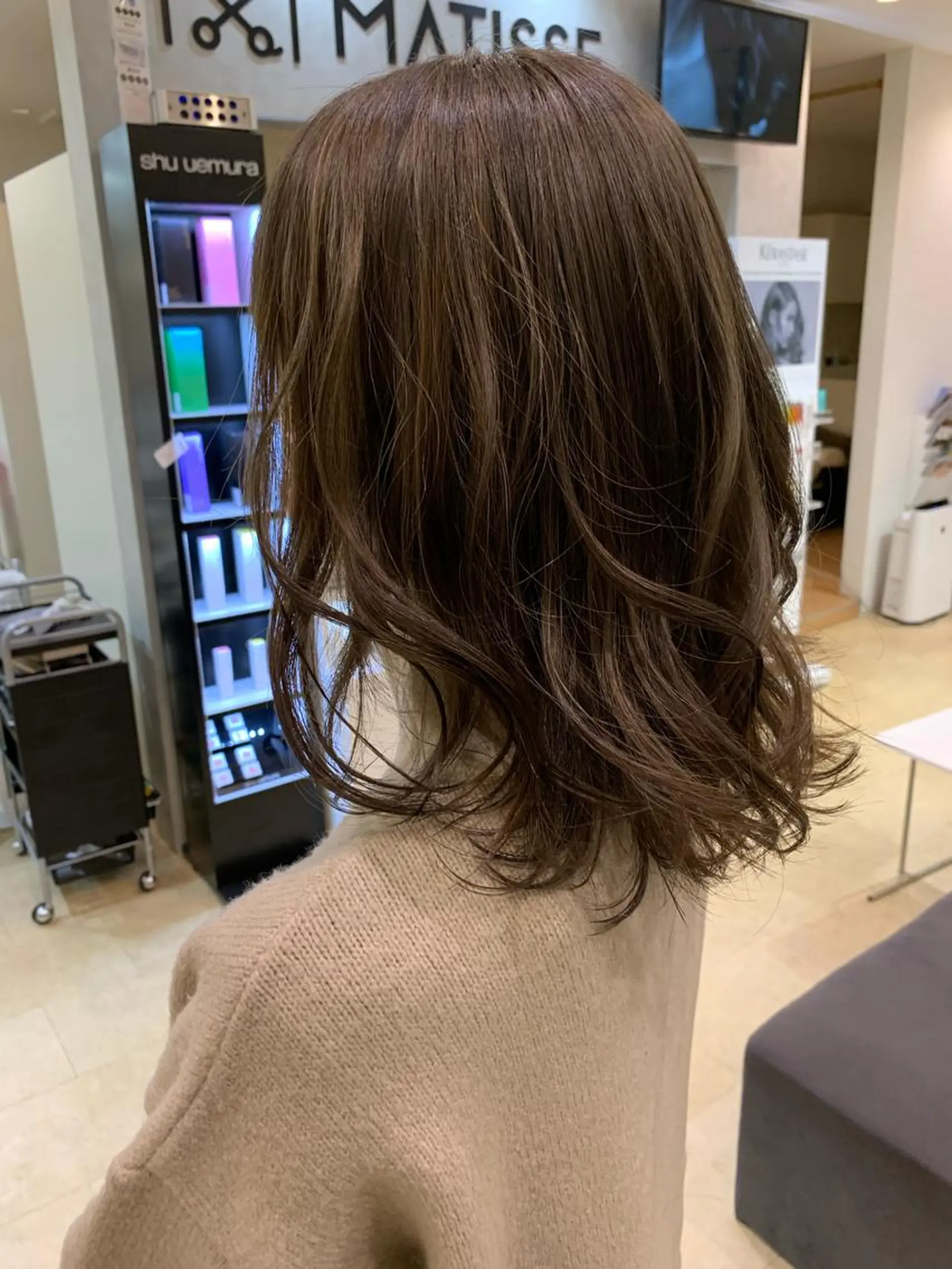 ミディアム カット ヘアカラー トリートメント 西新/siohair 似合わせ/石尾刻矢のヘアスタイル