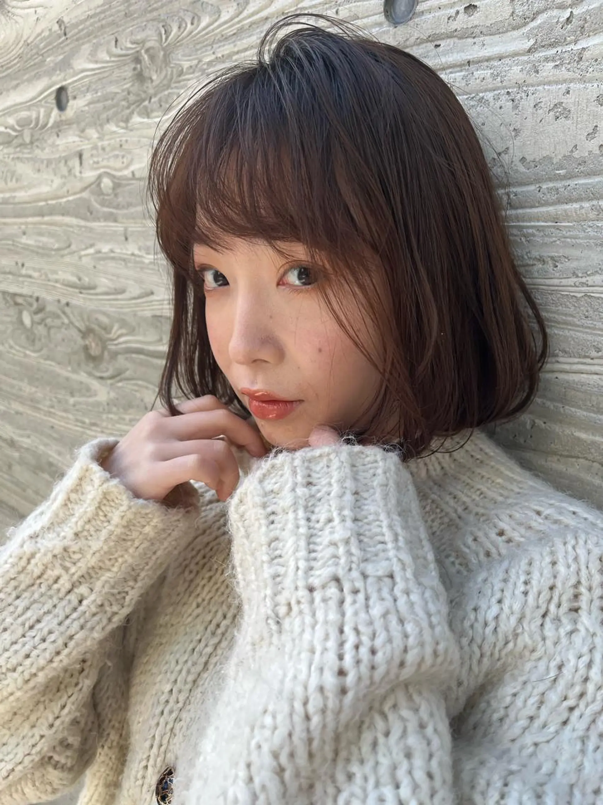 ミディアム 顔周りカット カット ヘアカラー 透明感カラー│ レイヤーヘア中居美樹のヘアスタイル