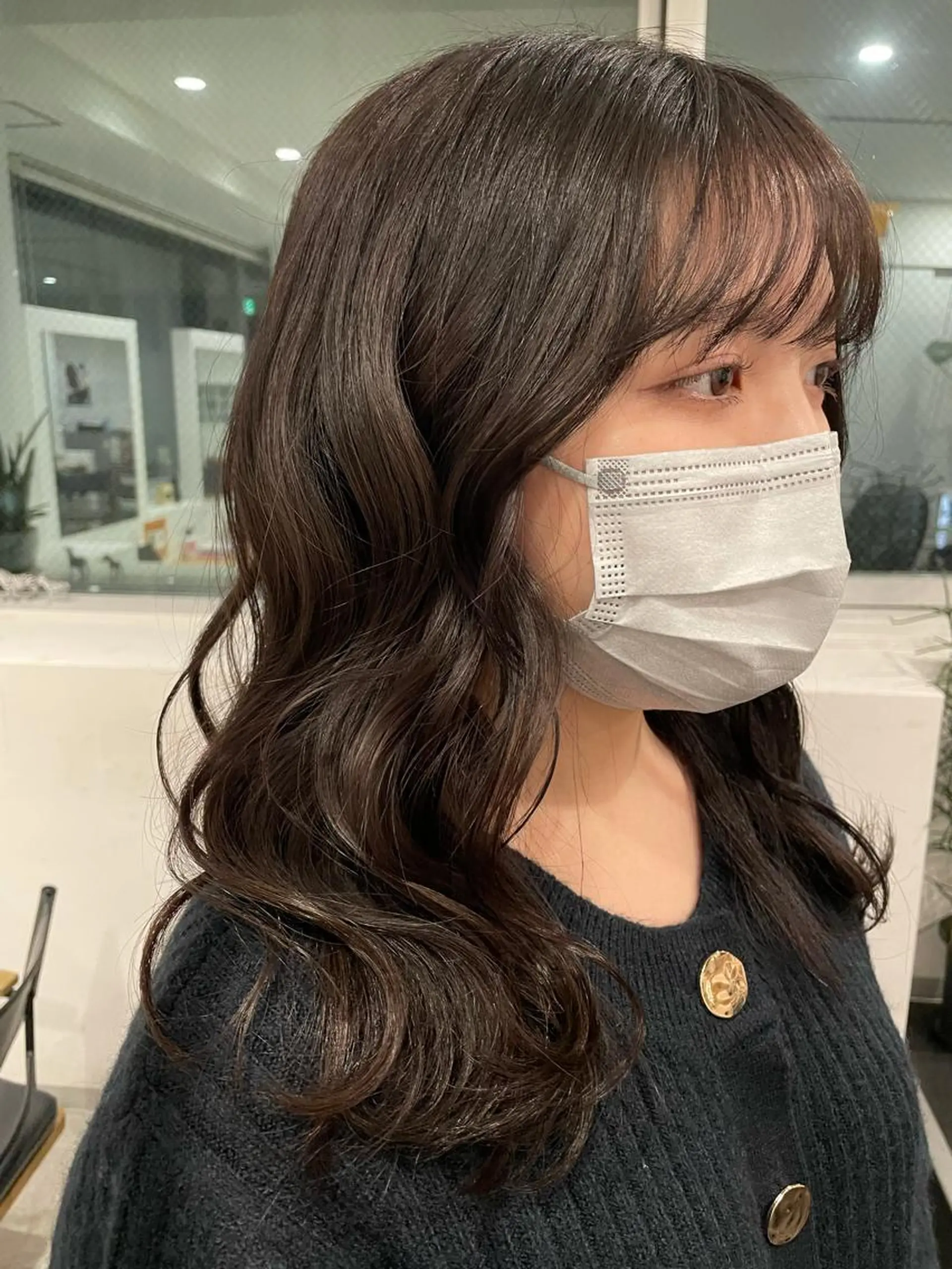 セミロング カラー グレージュ ヘアカラー 京都美容師 塩のヘアスタイル