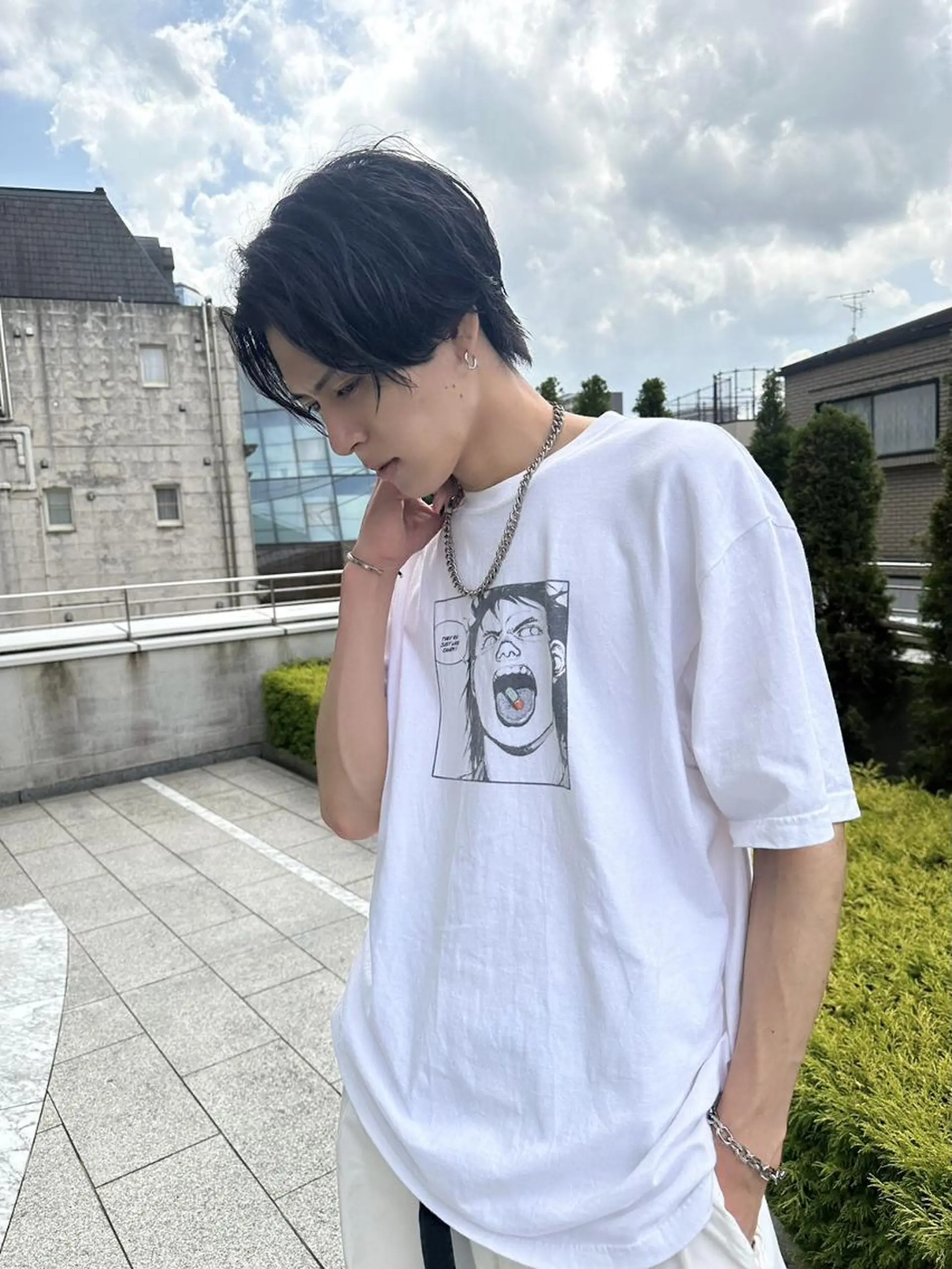 メンズ 波巻きパーマ 朝崎倭斗のヘアスタイル