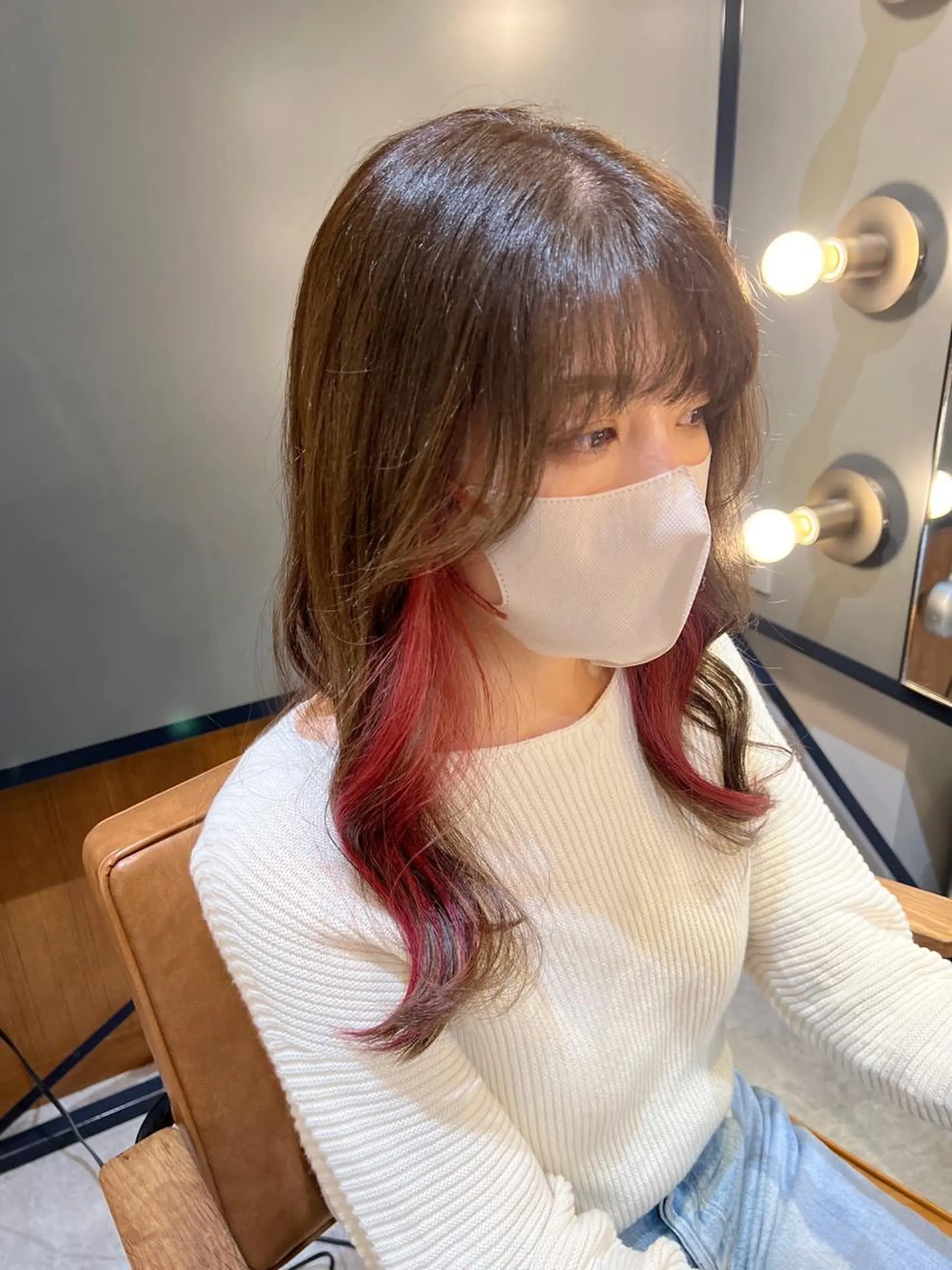 ロング カラー ピンクカラー カット ヘアカラー ノイシキ サキのヘアスタイル