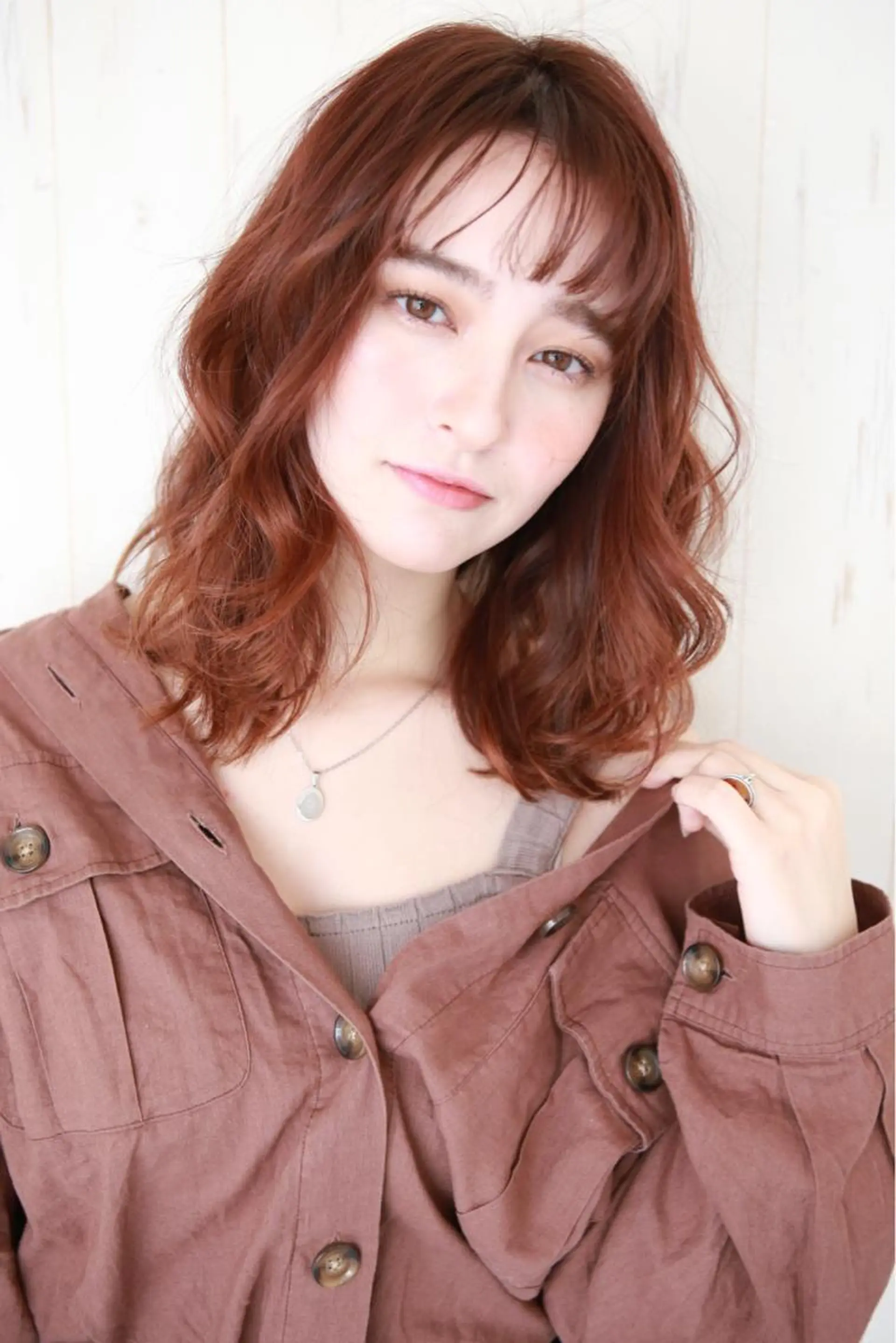 ミディアム カラー ブラウンカラー ピンクカラー ピンクブラウン ダメージレスカラー /透明感カラー 上長のヘアスタイル