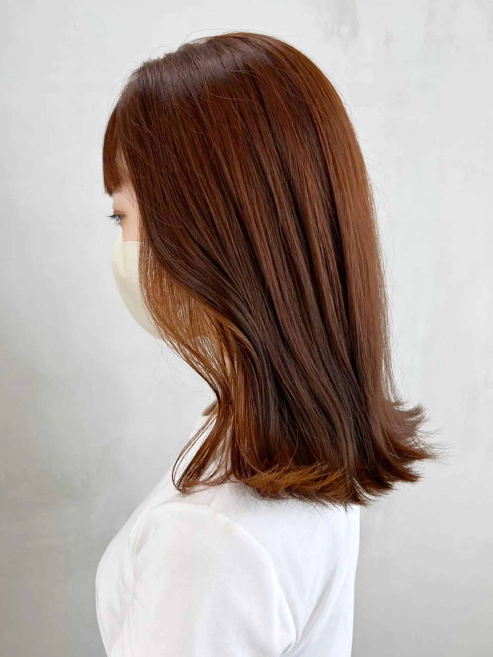 ミディアム カラー ブラウンカラー オレンジ オレンジブラウン カット ヘアカラー トリートメント ITbyALBUM 松戸のヘアスタイル