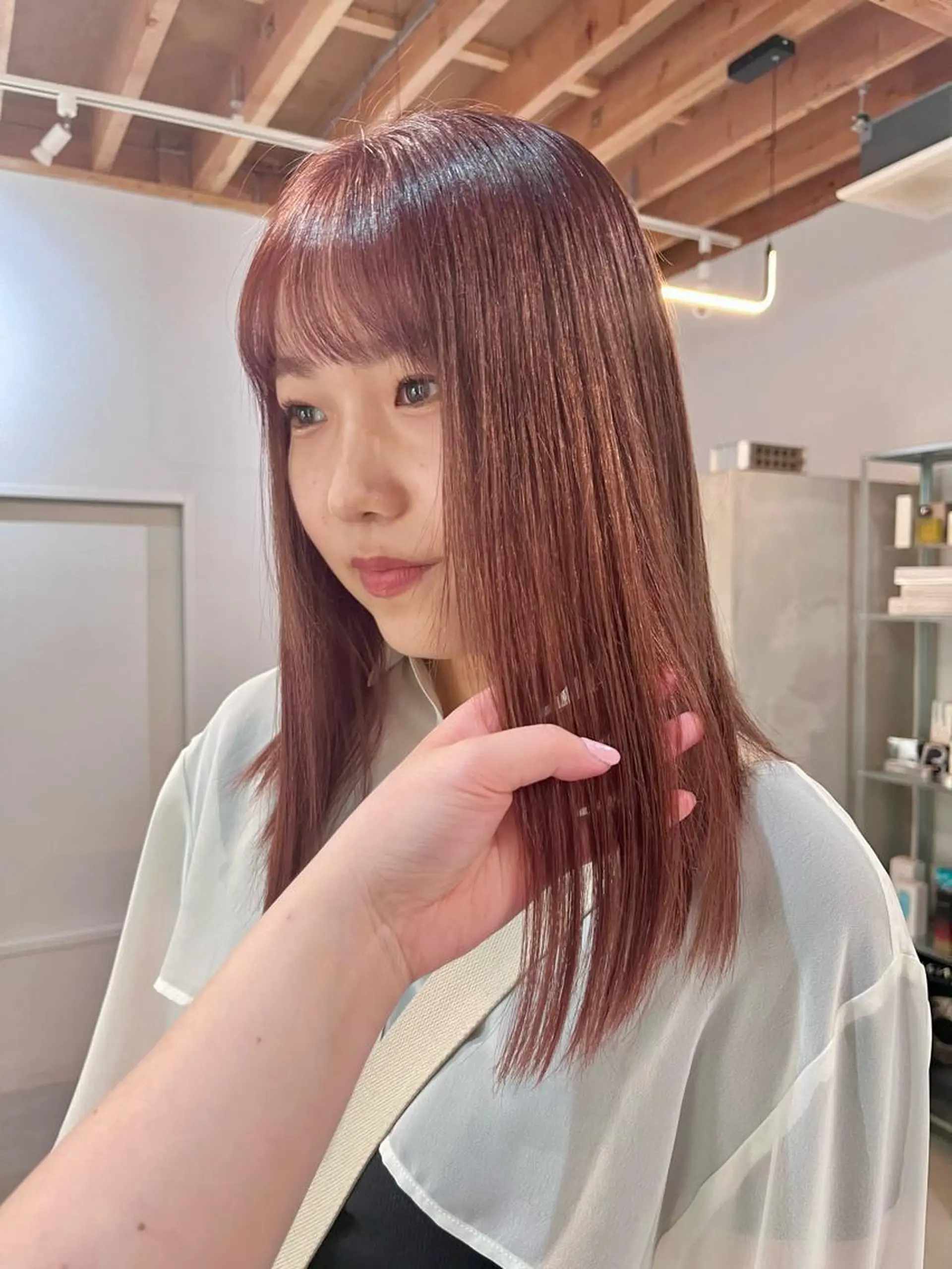 ロング カラー ブリーチ ブラウンカラー ダブルカラー レッドカラー レッドブラウン ブリーチなしカラー ダブルカラーエクステのヘアスタイル