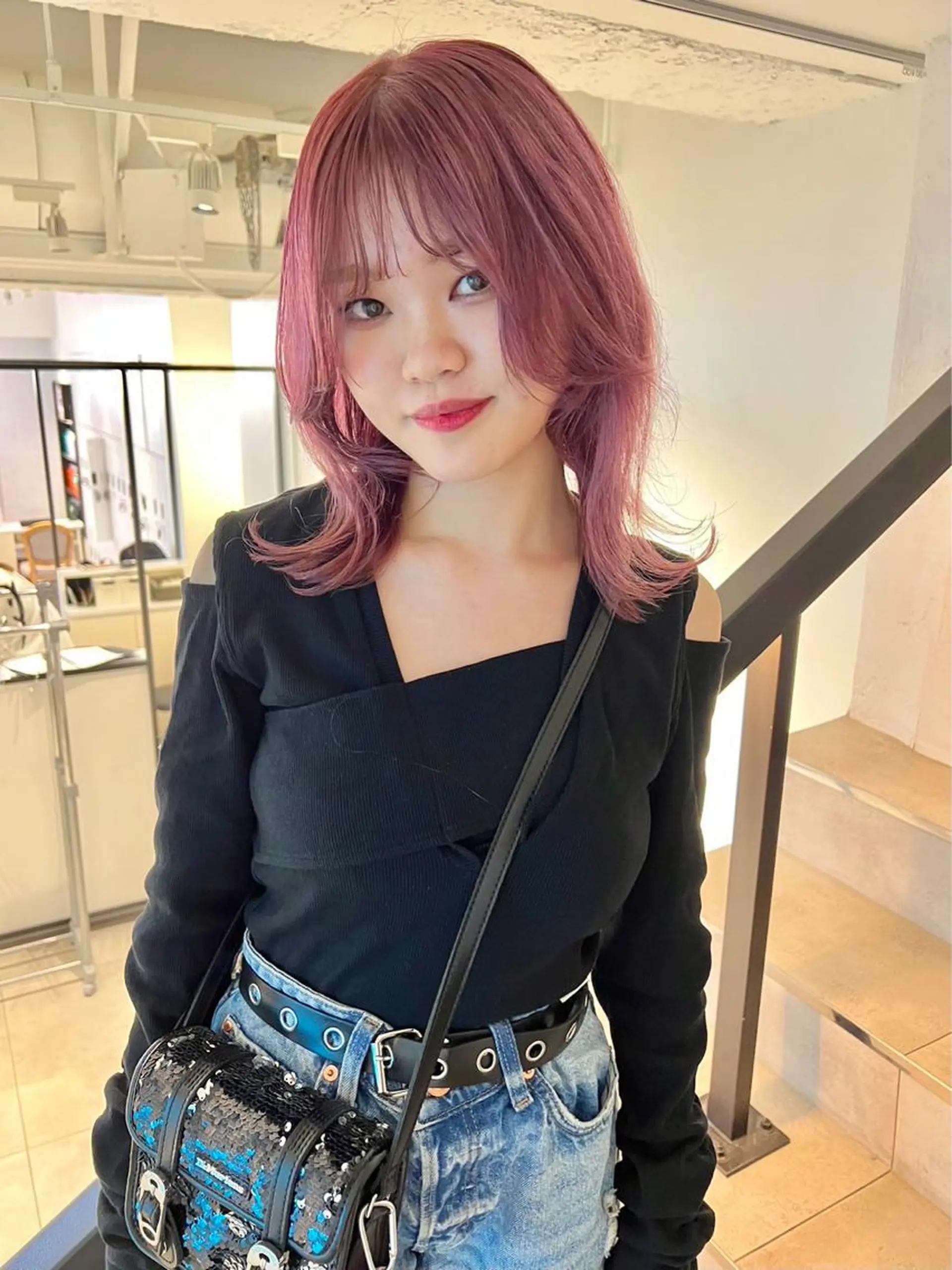 ロング カラー ヘアカラー メンズパーマ/ メッシュ📍ﾕﾘのヘアスタイル