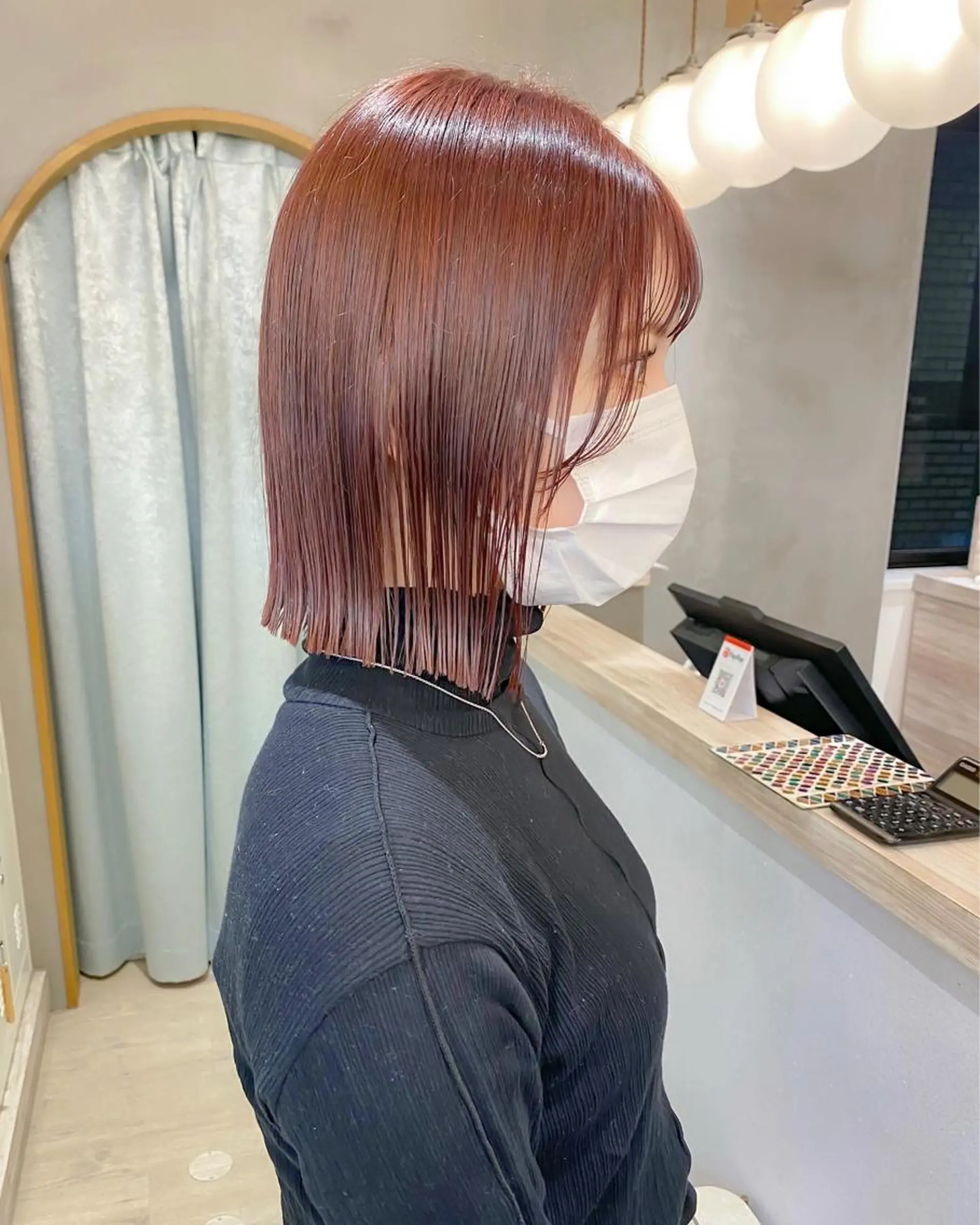 ミディアム カラー 切りっぱなしボブ ボブ ♥️ボブ韓国風ヘア ♥️久保田夢美のヘアスタイル