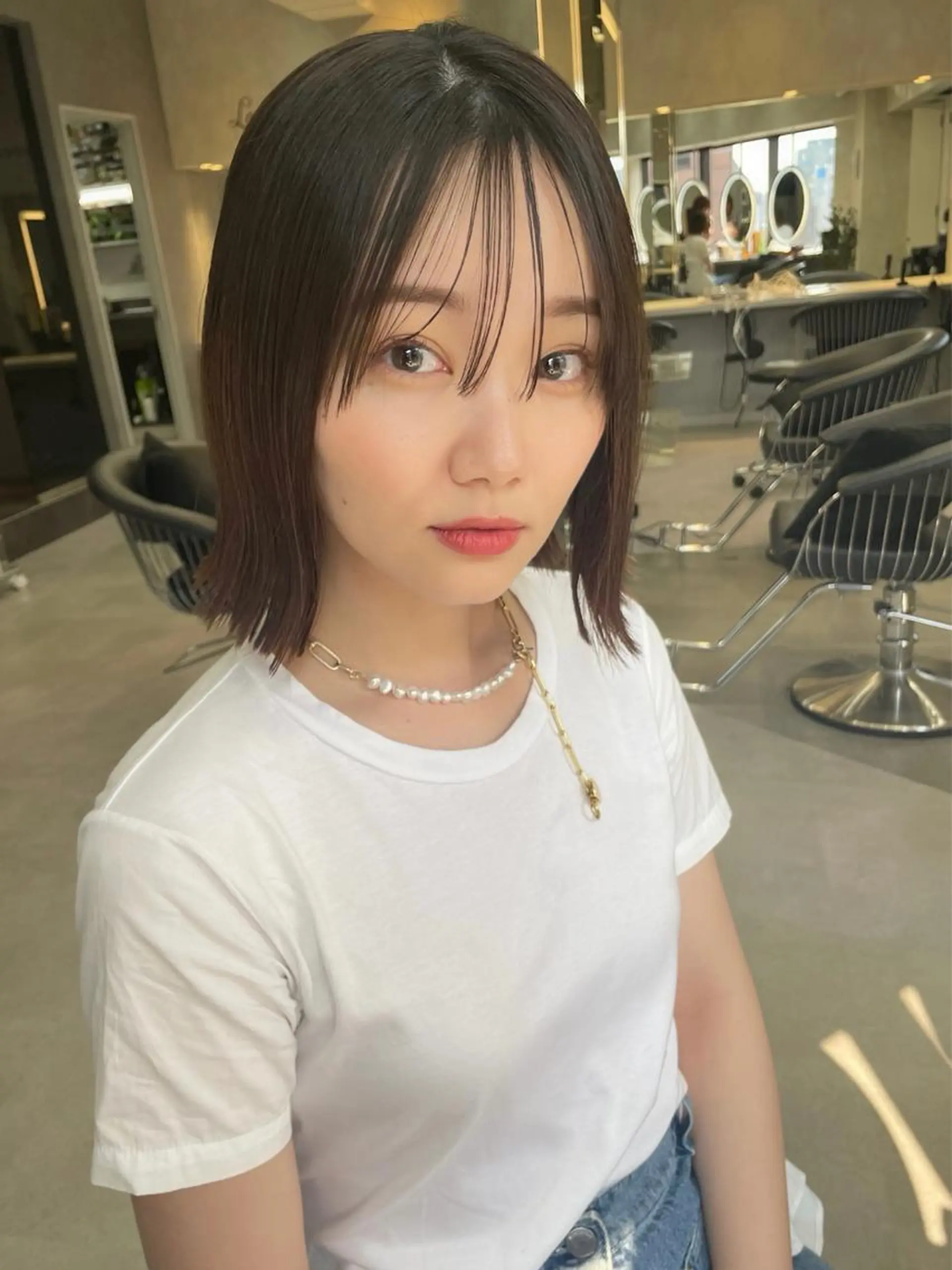 ミディアム ボブ カット ヘアカラー トリートメント 本田 奈穂美のヘアスタイル