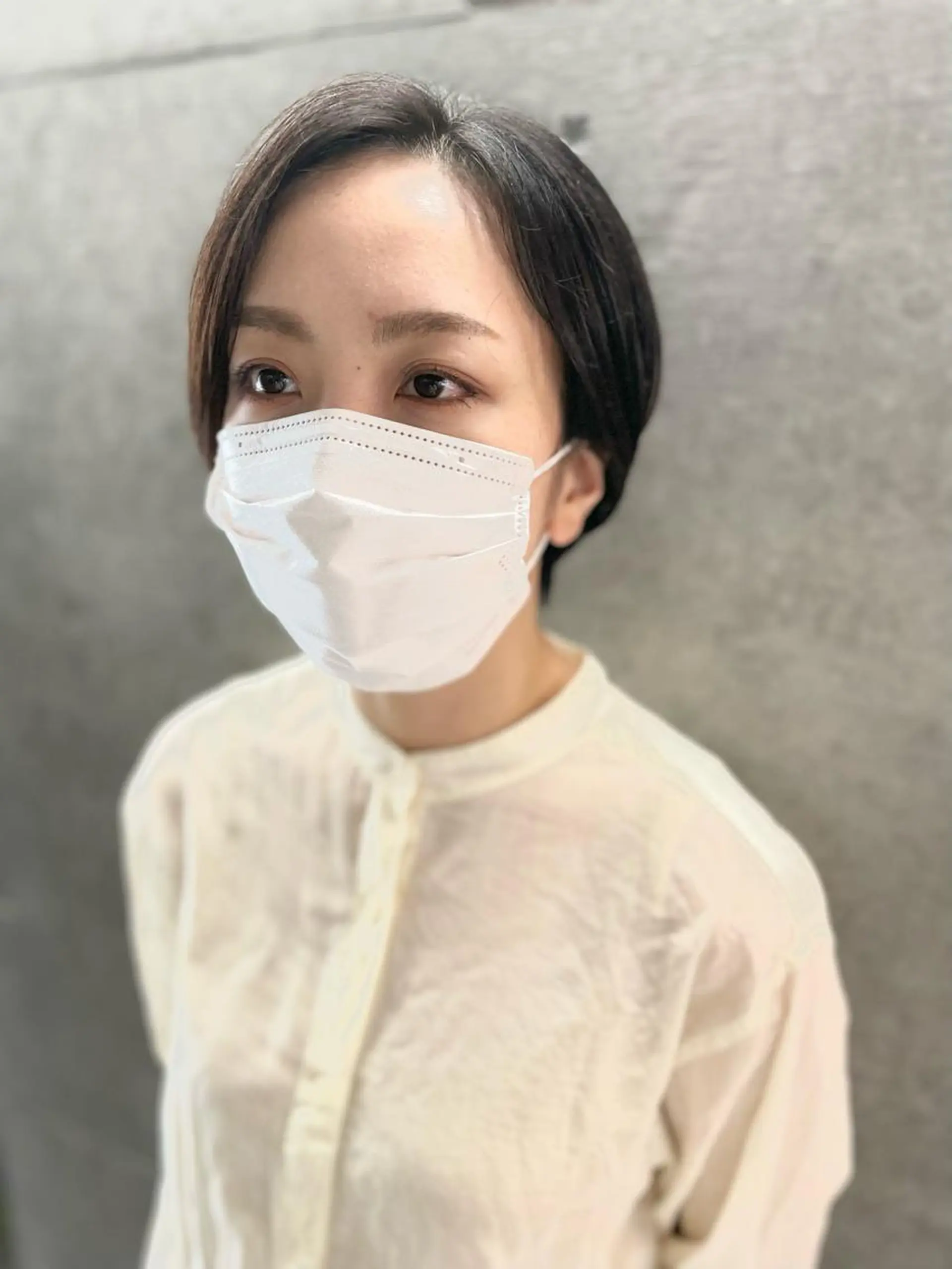 ショート アッシュ ボブ くびれヘア ハイライト レイヤーカット 表参道/髪質改善/ 透明感/遠藤良祈のヘアスタイル